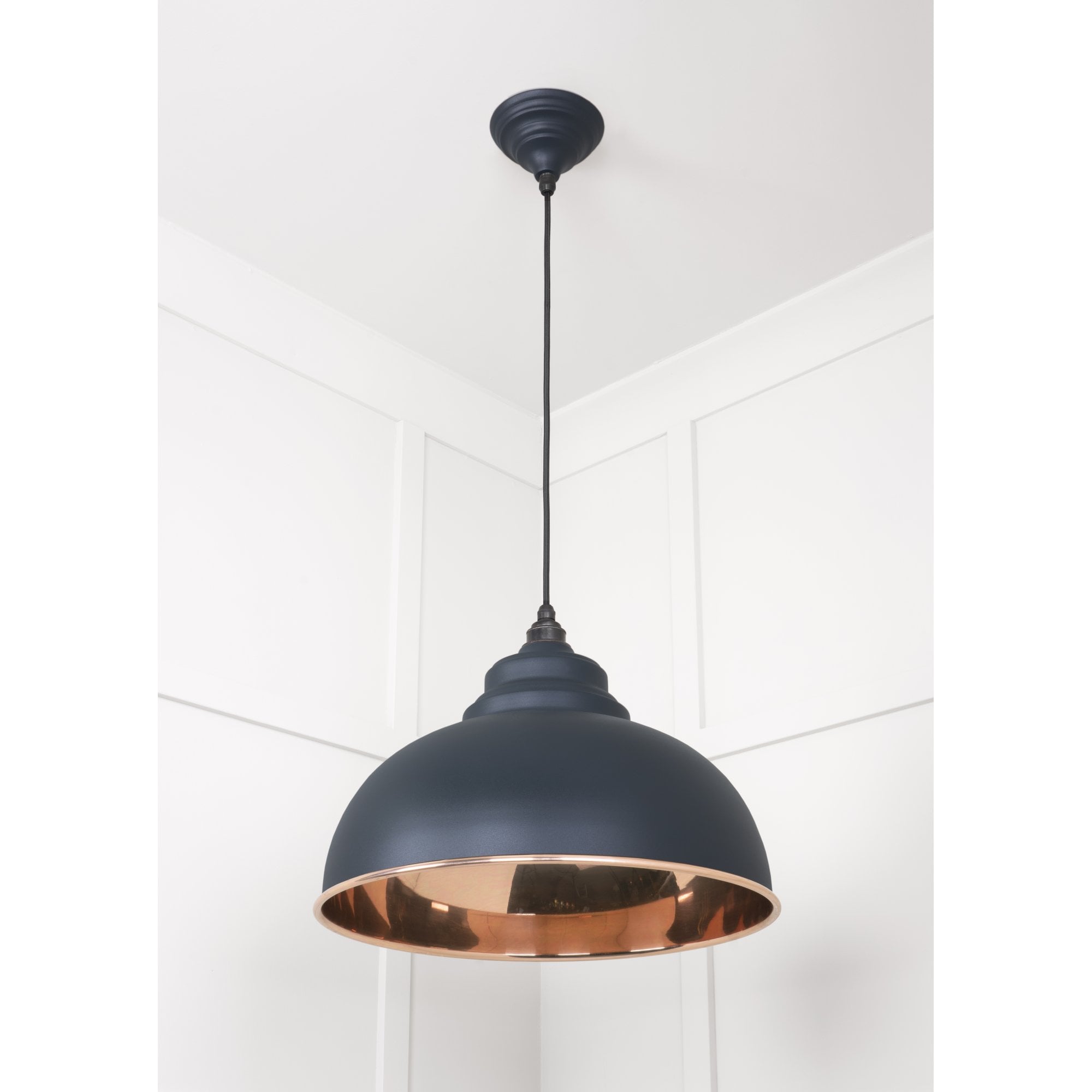 From The Anvil Smooth Copper Harborne Pendant - Soot (Dark Grey)
