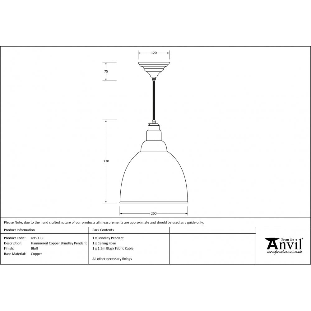 From The Anvil Hammered Copper Brindley Pendant - Bluff (Warm Grey)