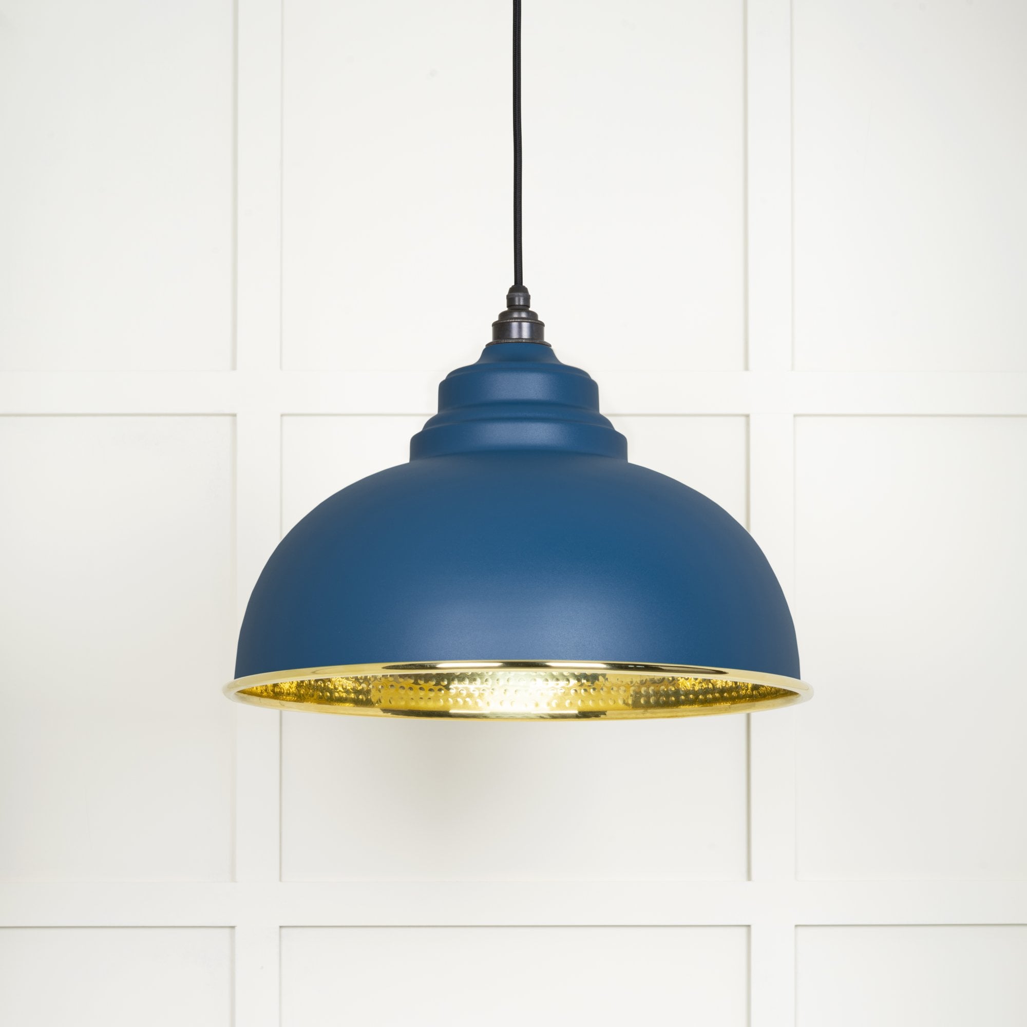 From The Anvil Hammered Brass Harborne Pendant - Upstream (Blue)