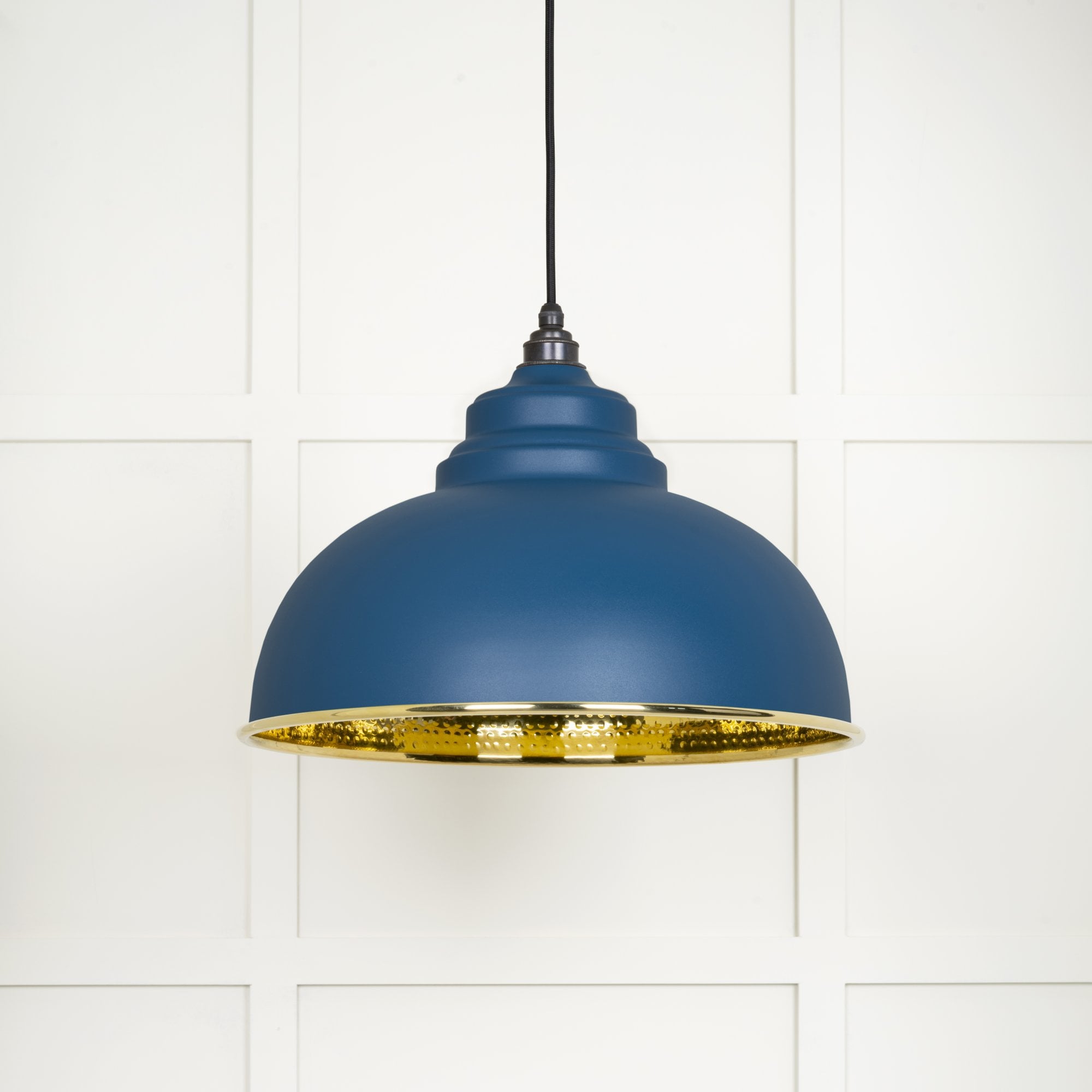 From The Anvil Hammered Brass Harborne Pendant - Upstream (Blue)