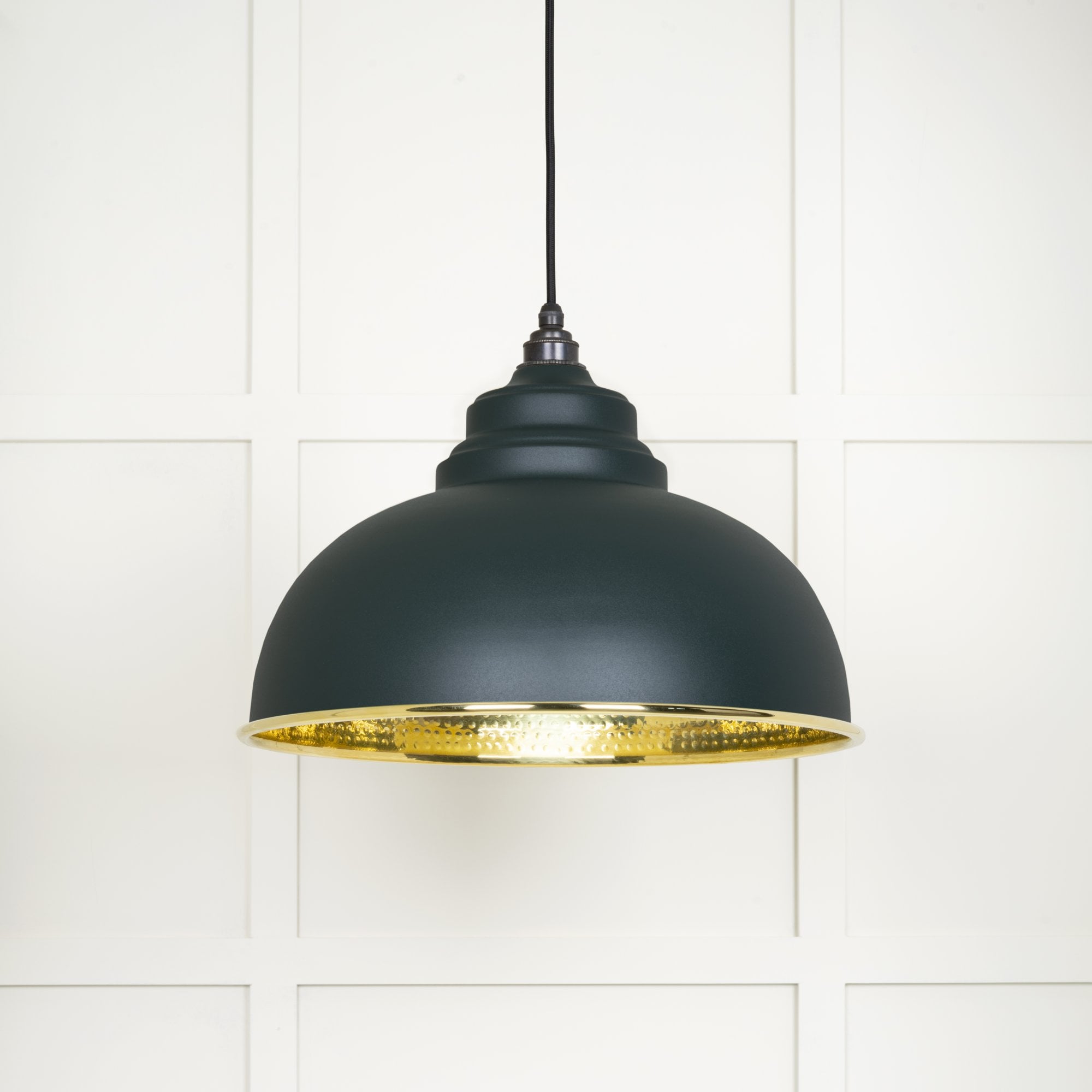 From The Anvil Hammered Brass Harborne Pendant - Dingle (Rich Green)