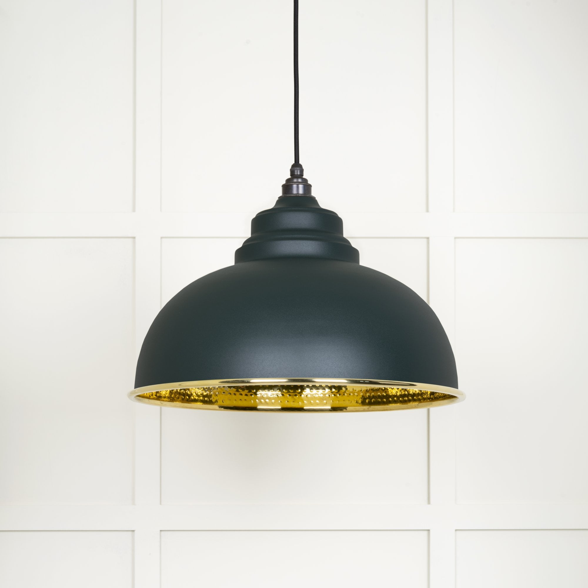 From The Anvil Hammered Brass Harborne Pendant - Dingle (Rich Green)