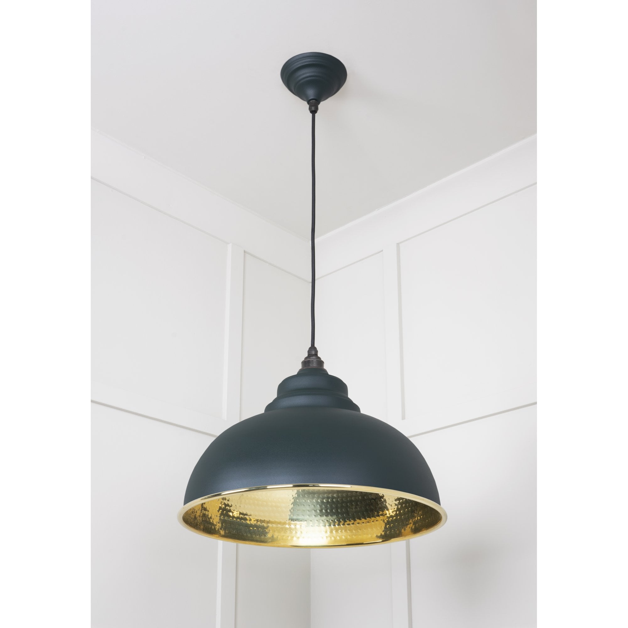 From The Anvil Hammered Brass Harborne Pendant - Dingle (Rich Green)