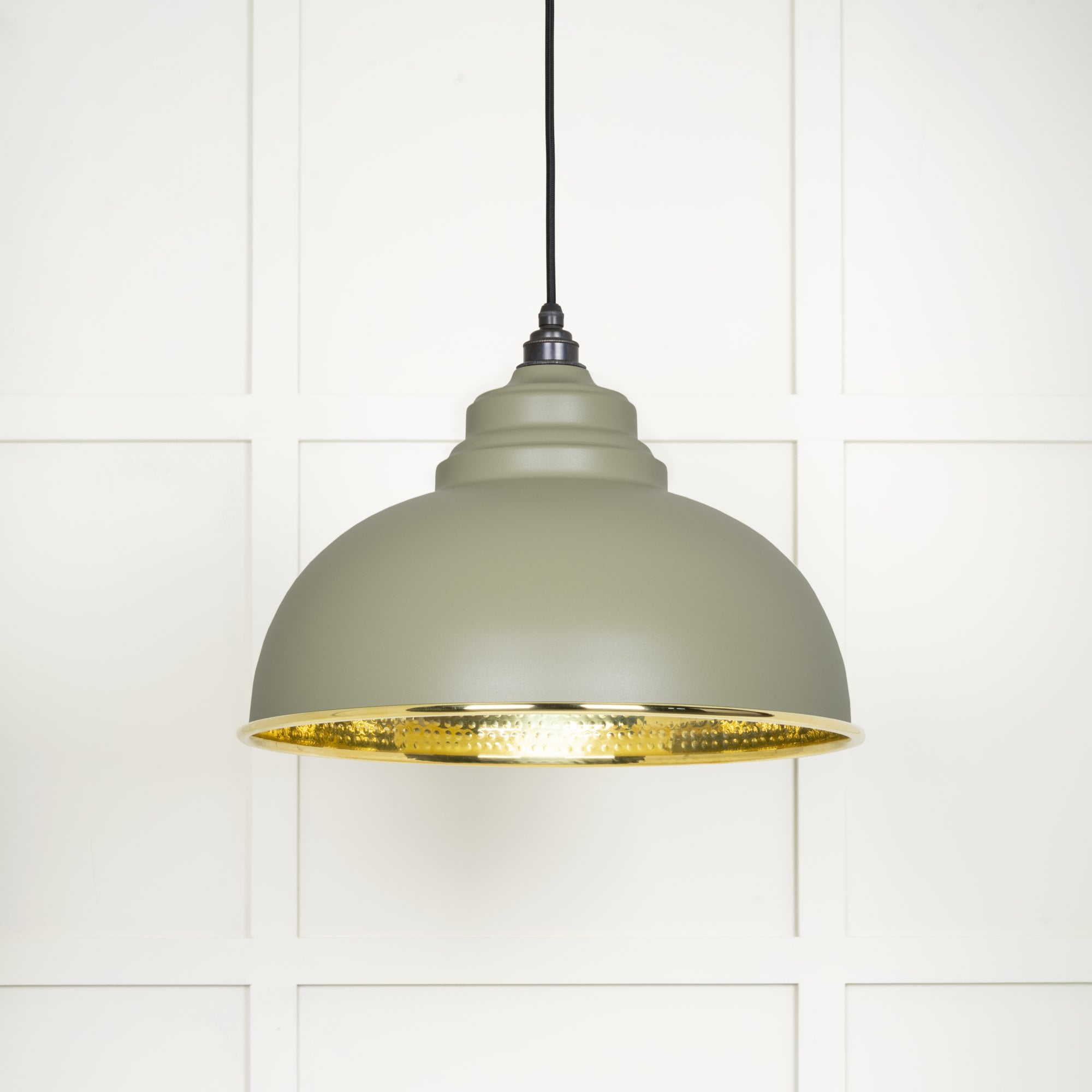 From The Anvil Hammered Brass Harborne Pendant - Tump (Pale Green)