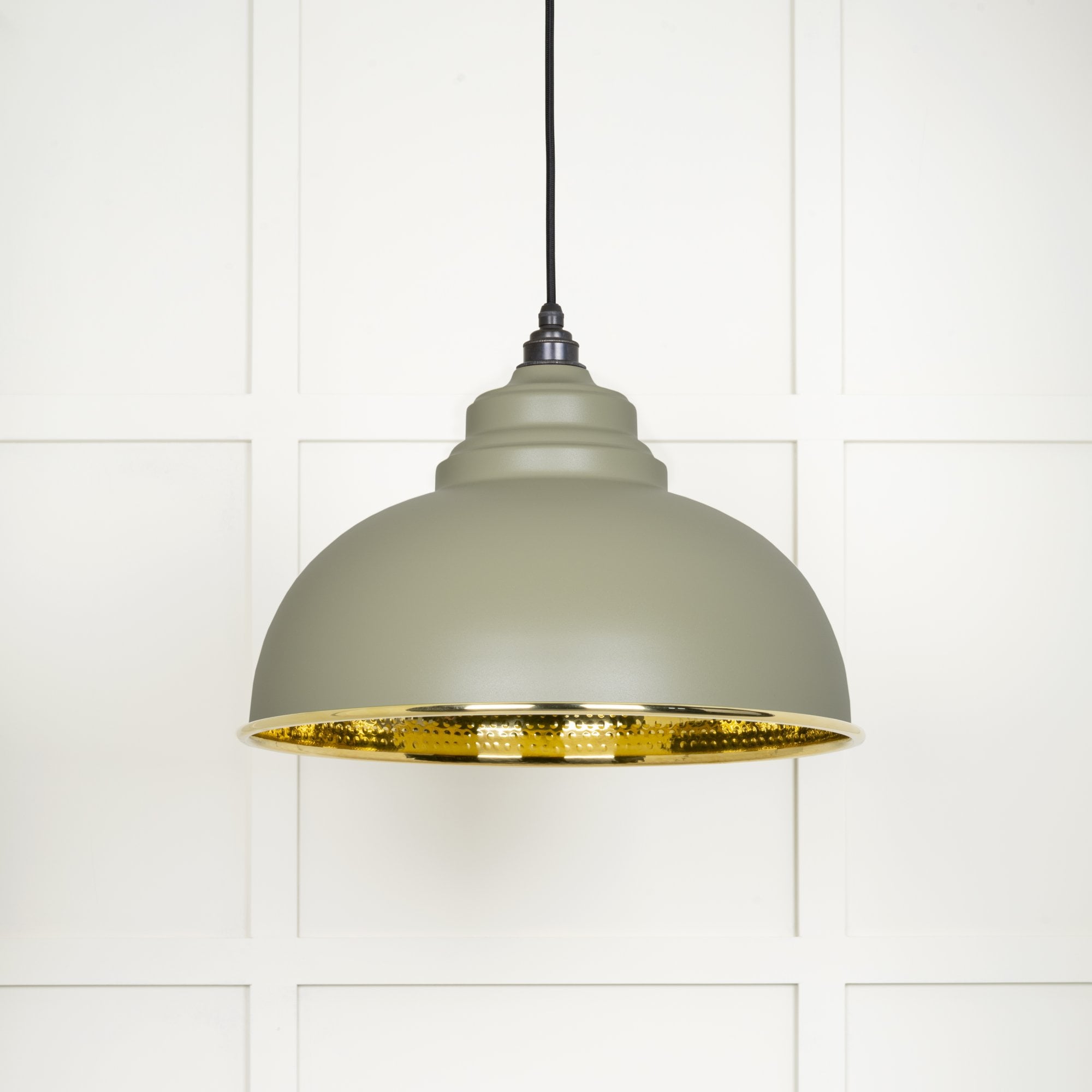 From The Anvil Hammered Brass Harborne Pendant - Tump (Pale Green)