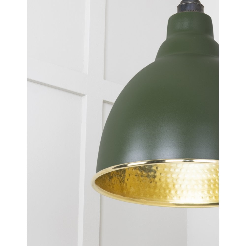From The Anvil Hammered Brass Brindley Pendant - Heath (Earthy Green)