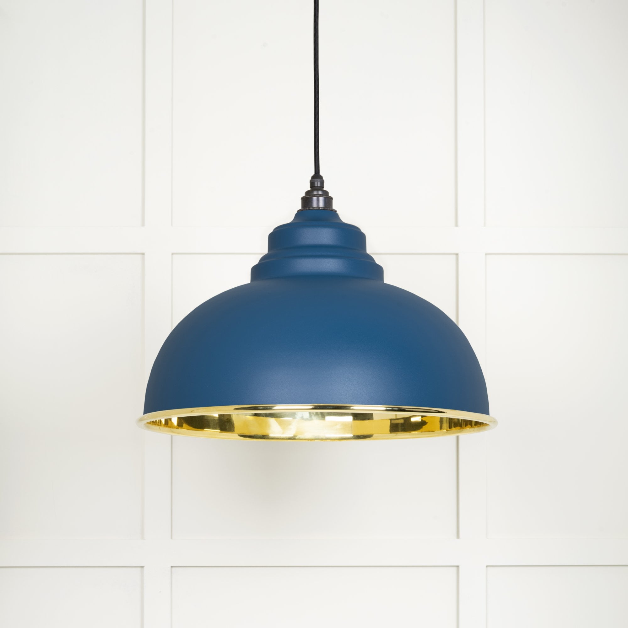 From The Anvil Smooth Brass Harborne Pendant - Upstream (Blue)