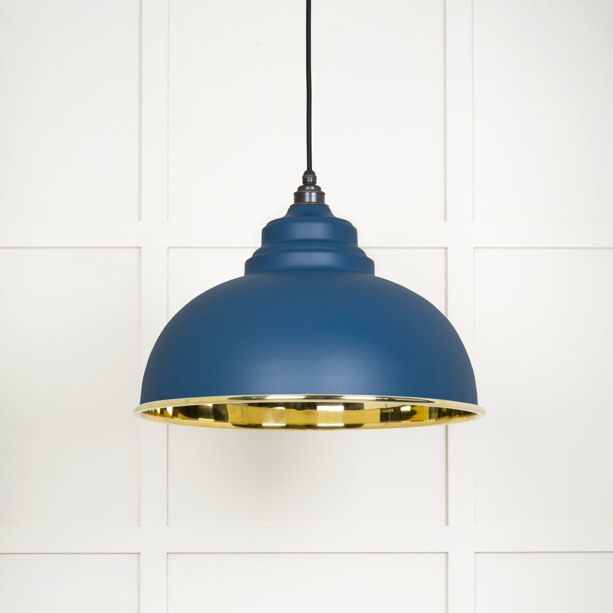 From The Anvil Smooth Brass Harborne Pendant - Upstream (Blue)