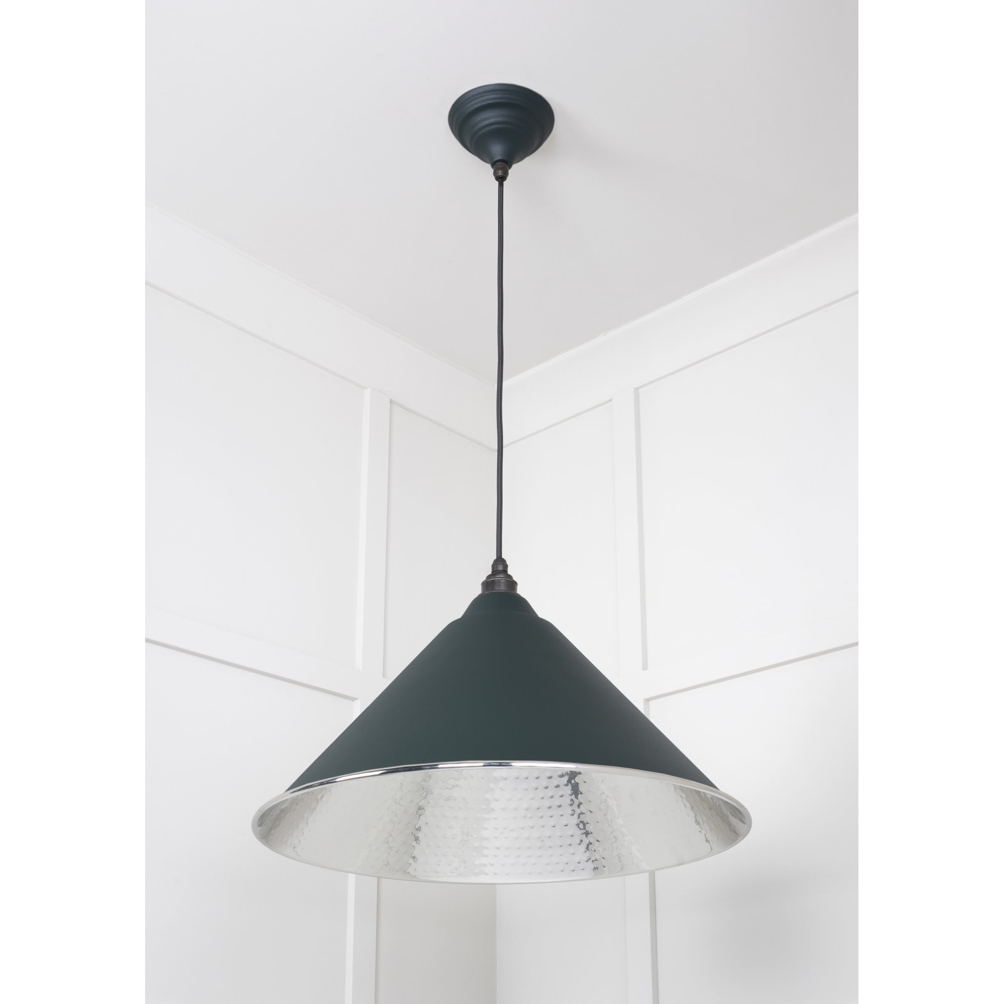 From The Anvil Hammered Nickel Hockley Pendant - Dingle (Rich Green)