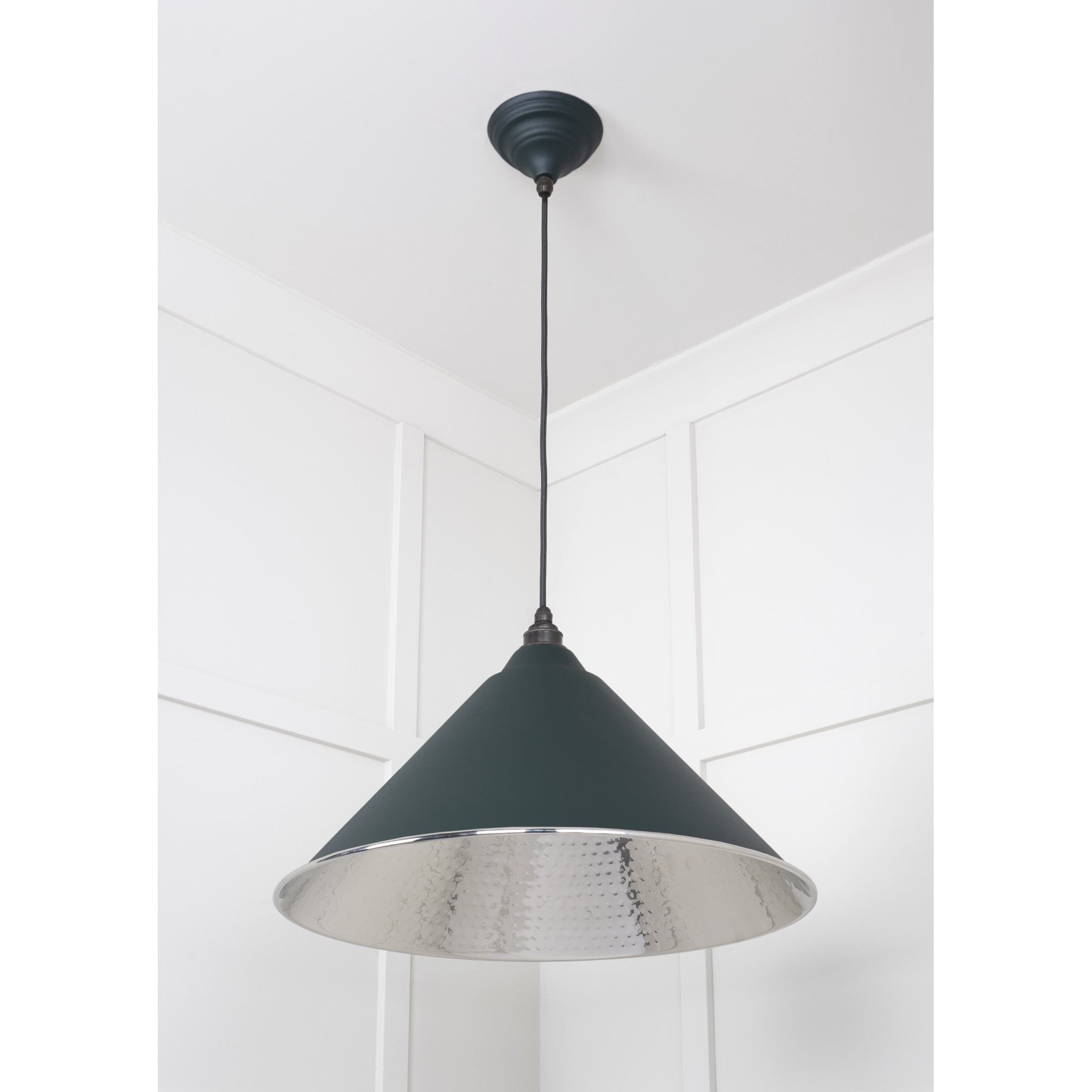 From The Anvil Hammered Nickel Hockley Pendant - Dingle (Rich Green)