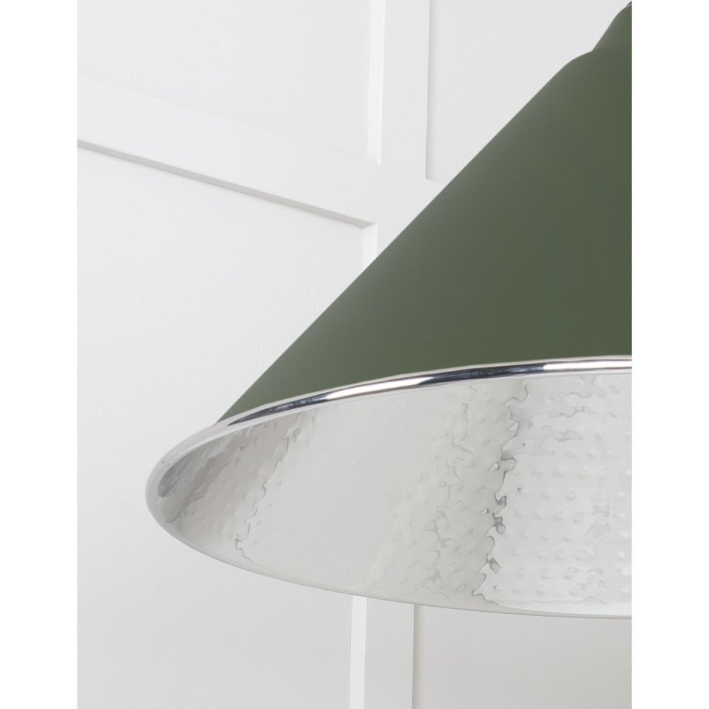 From The Anvil Hammered Nickel Hockley Pendant - Heath (Earthy Green)