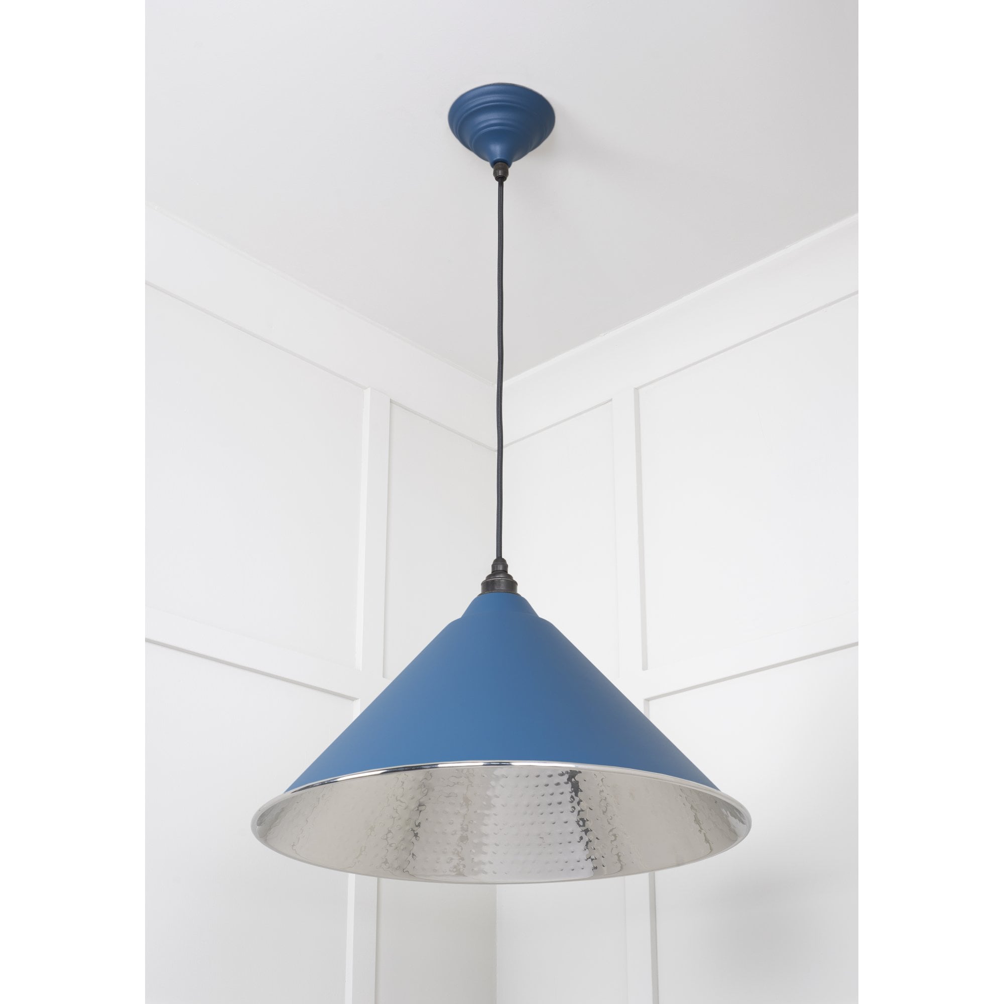 From The Anvil Hammered Nickel Hockley Pendant - Upstream (Blue)