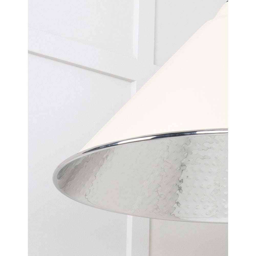 From The Anvil Hammered Nickel Hockley Pendant - Teasel (Off White/Cream)