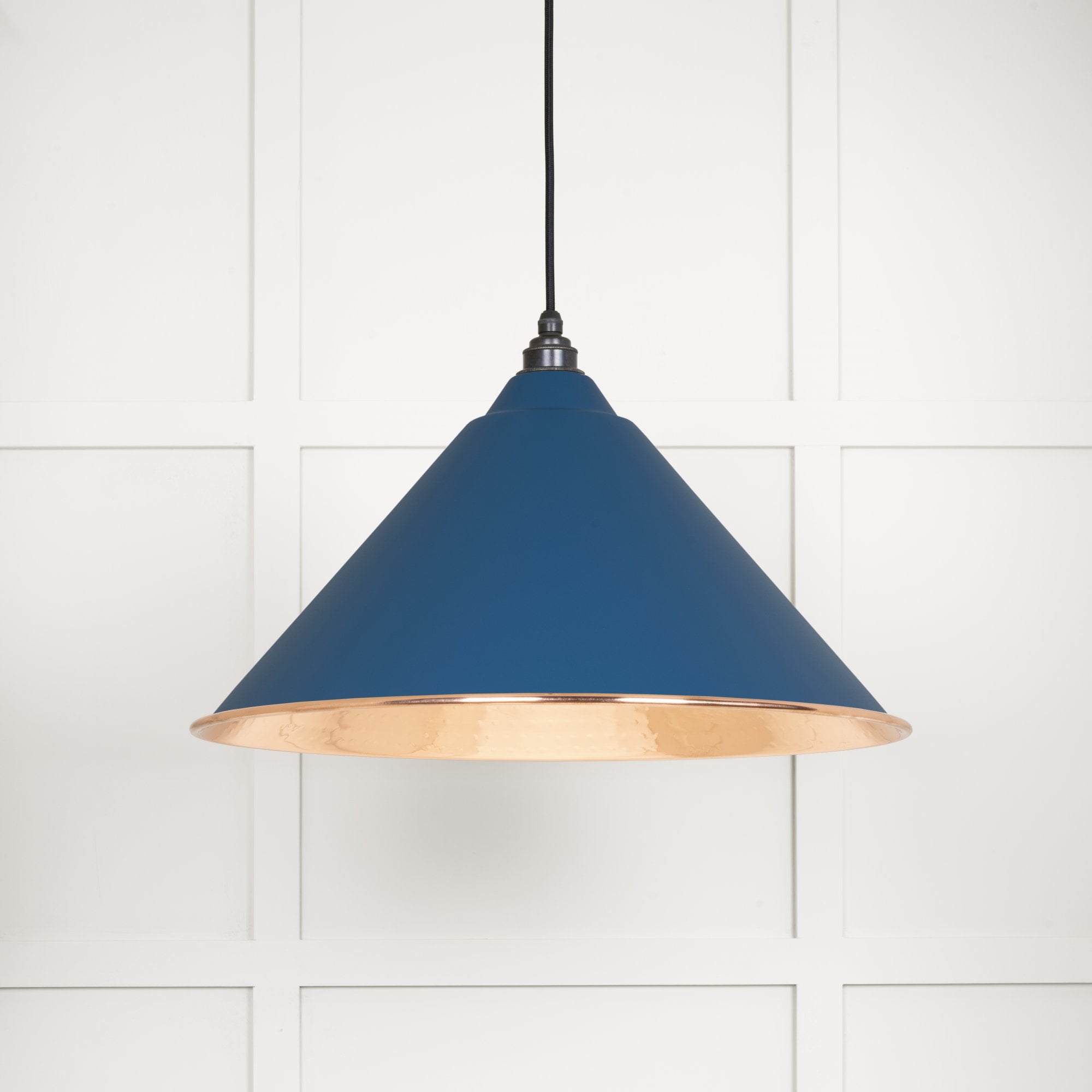 From The Anvil Hammered Copper Hockley Pendant - Upstream (Blue)