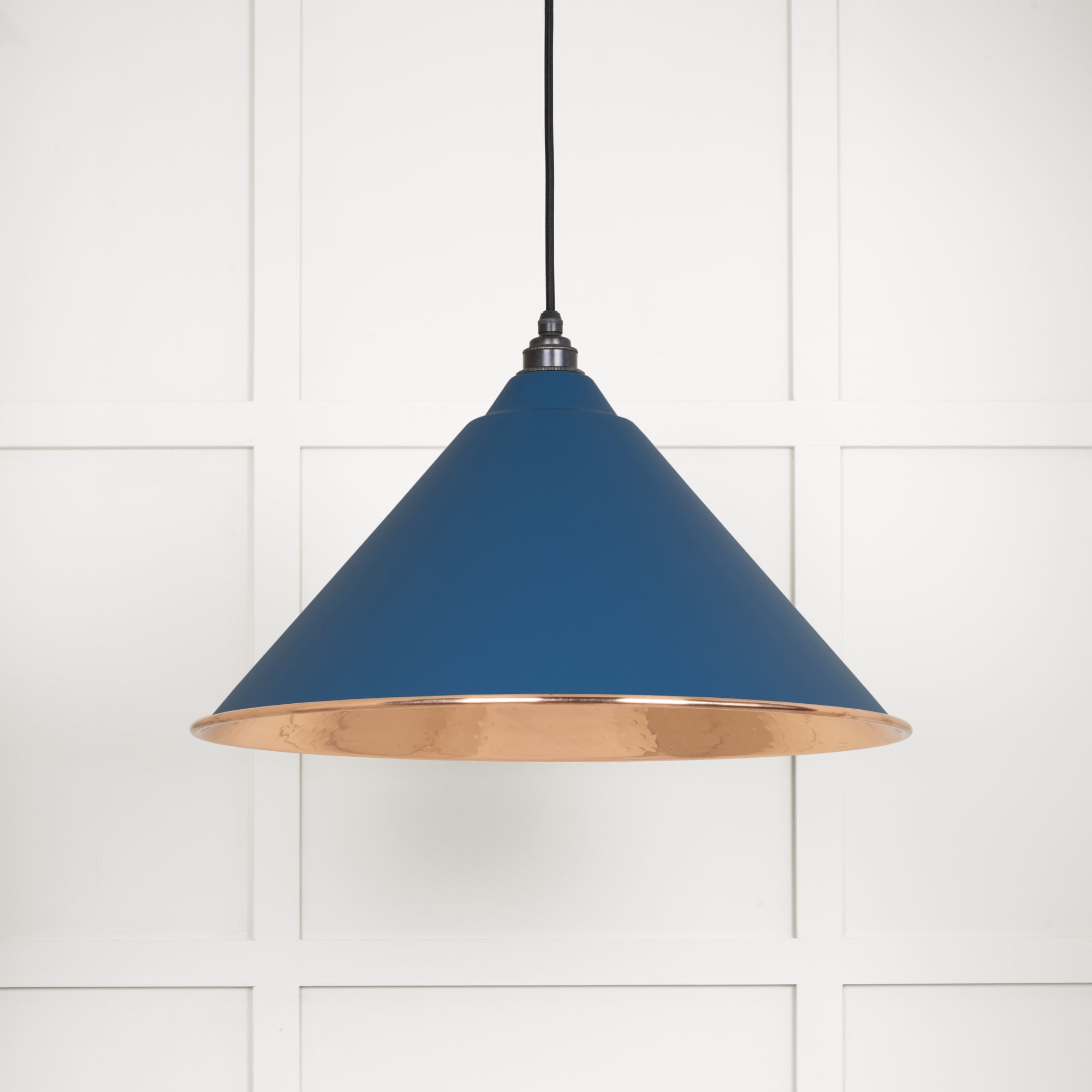 From The Anvil Hammered Copper Hockley Pendant - Upstream (Blue)