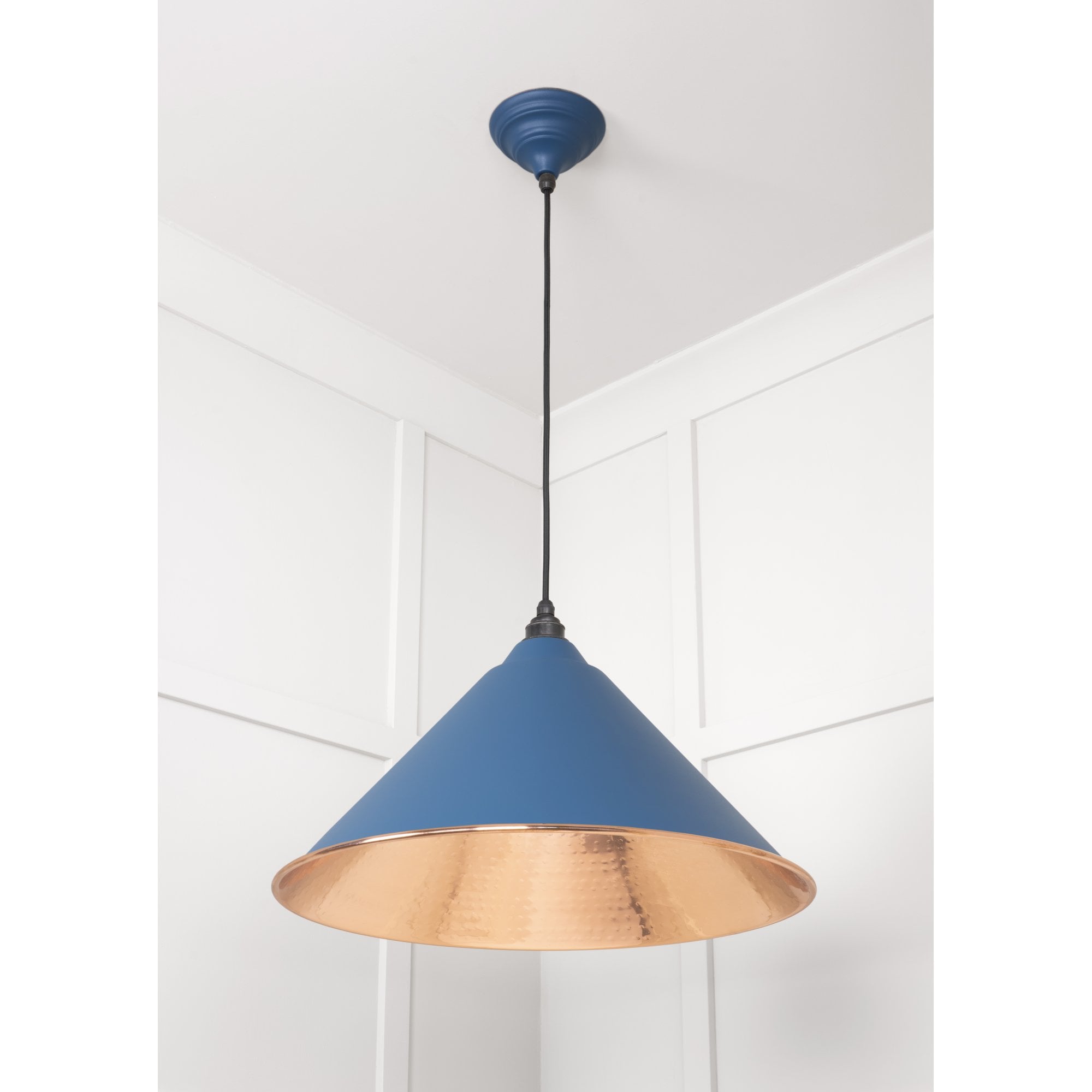 From The Anvil Hammered Copper Hockley Pendant - Upstream (Blue)