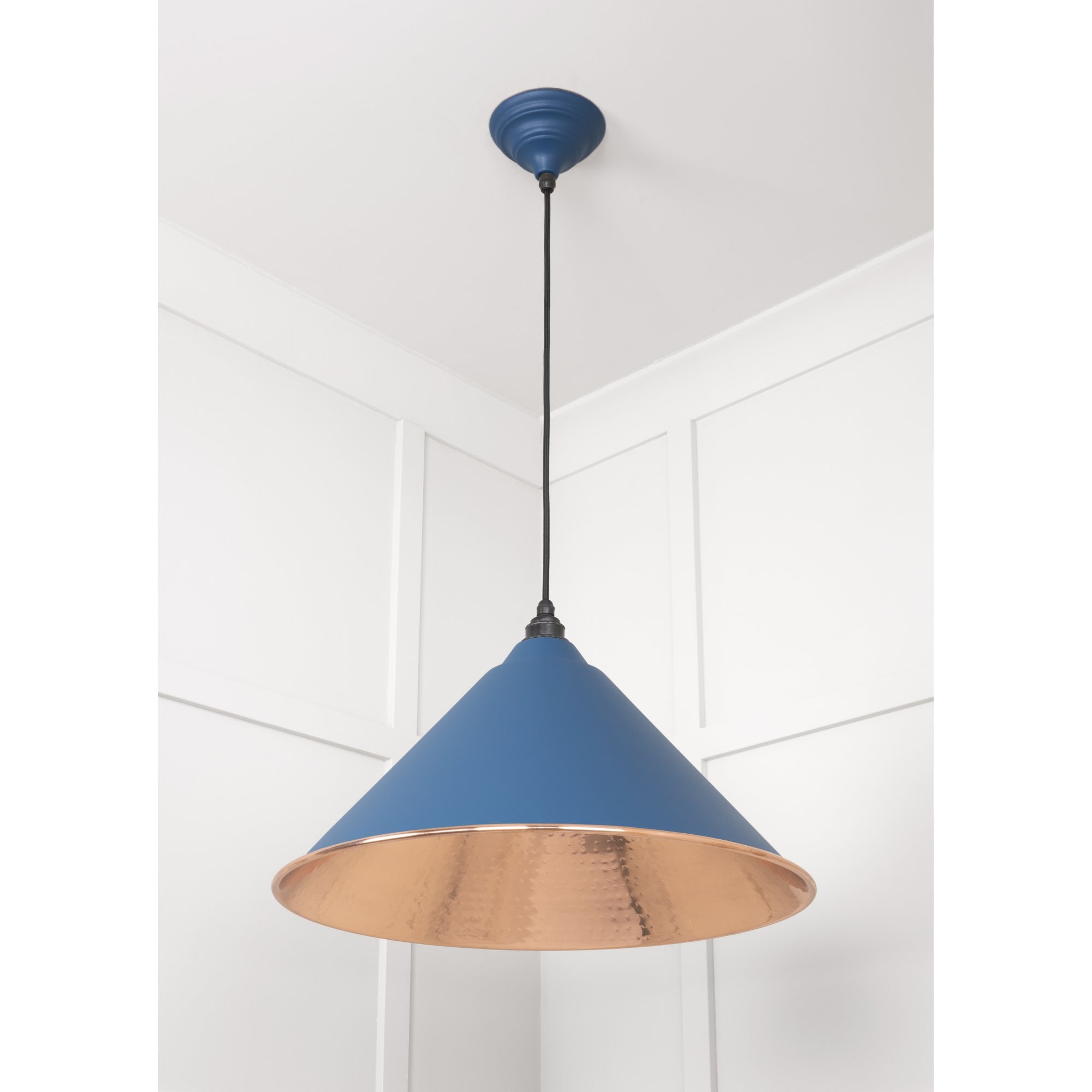 From The Anvil Hammered Copper Hockley Pendant - Upstream (Blue)