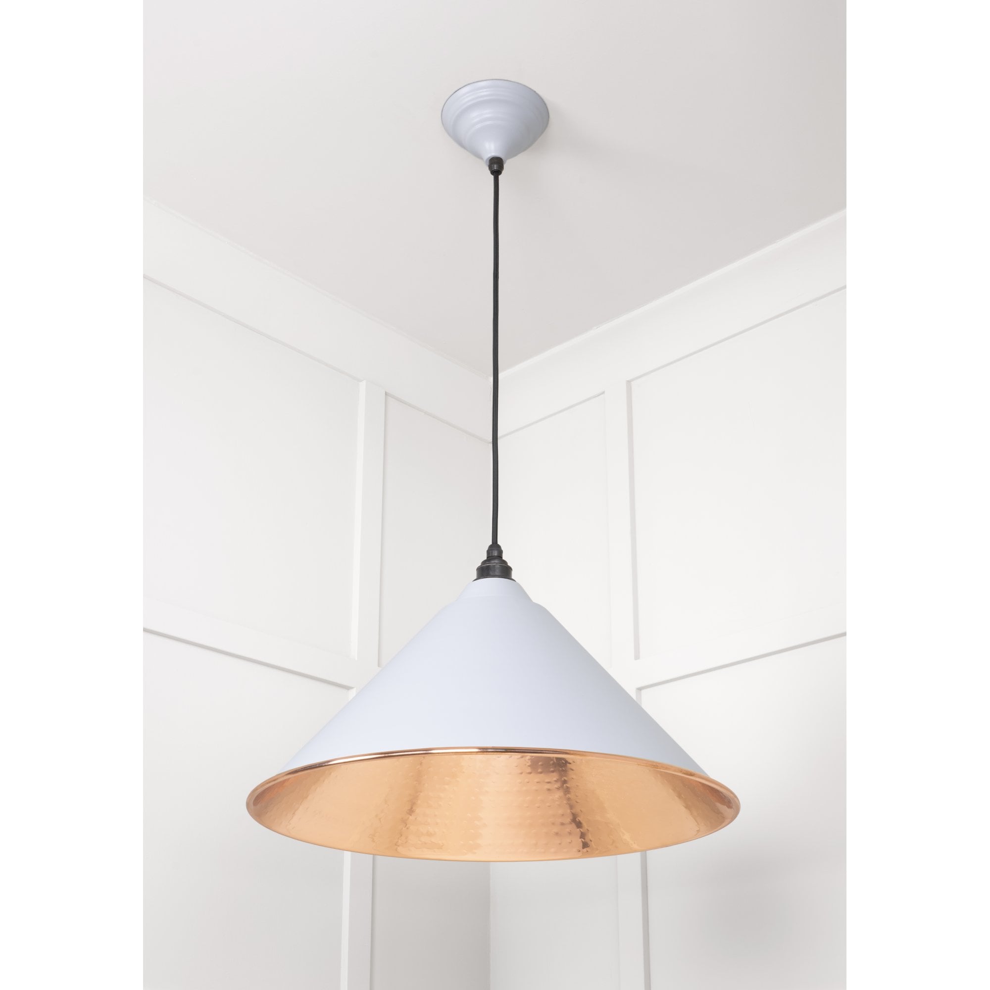 From The Anvil Hammered Copper Hockley Pendant - Birch (Pale Grey)