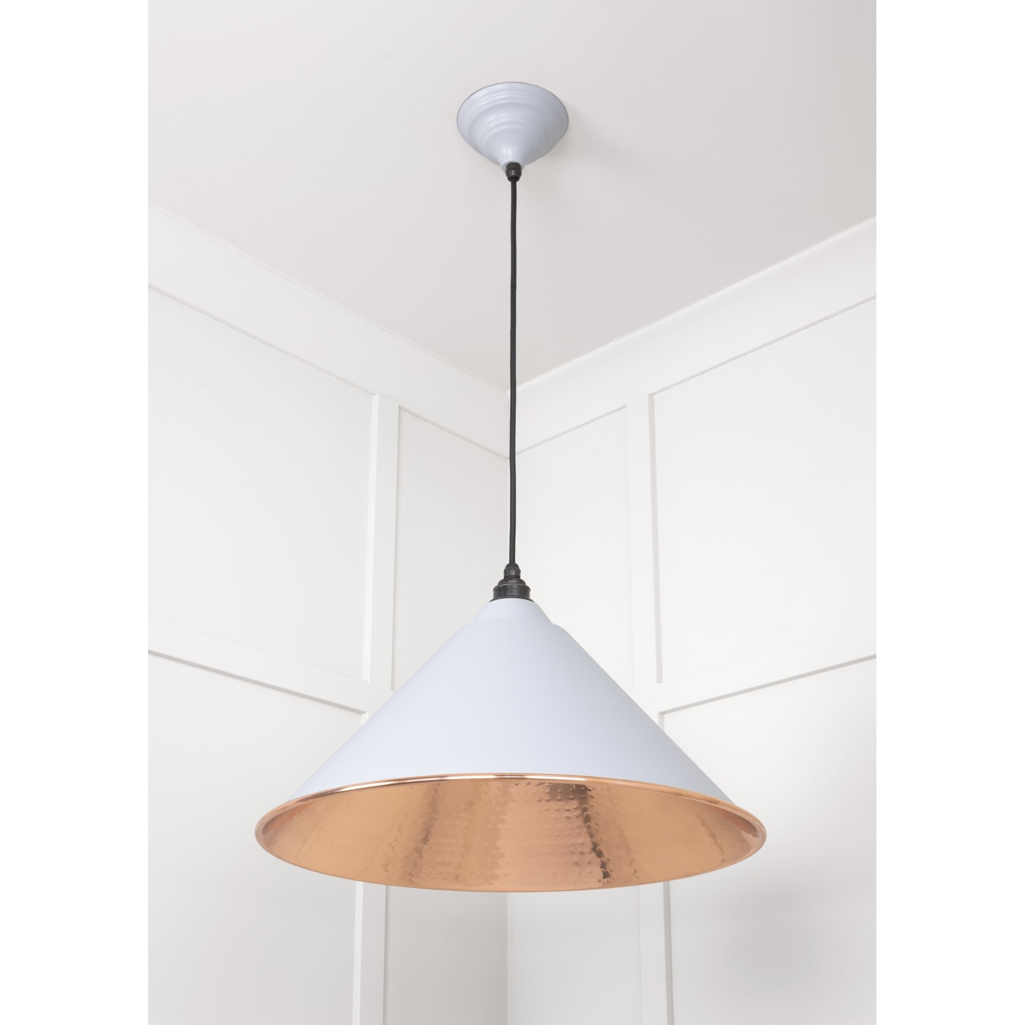 From The Anvil Hammered Copper Hockley Pendant - Birch (Pale Grey)