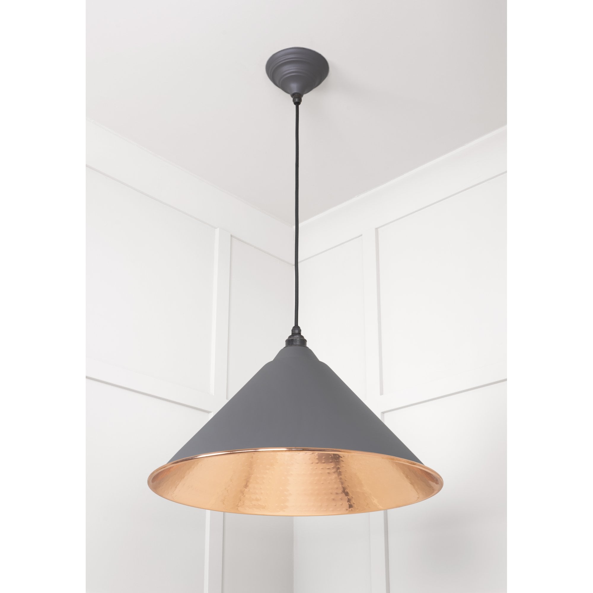 From The Anvil Hammered Copper Hockley Pendant - Bluff (Warm Grey)