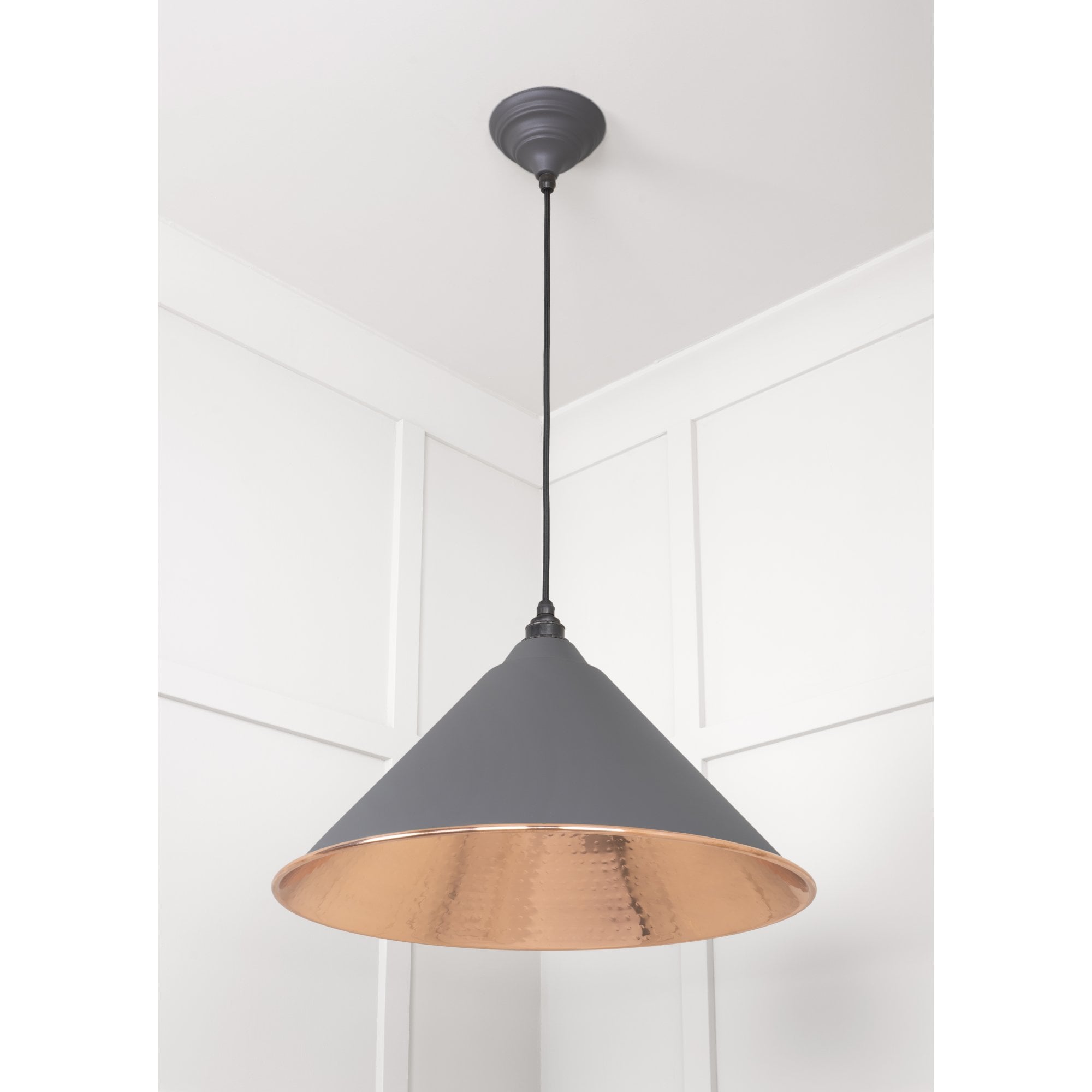 From The Anvil Hammered Copper Hockley Pendant - Bluff (Warm Grey)