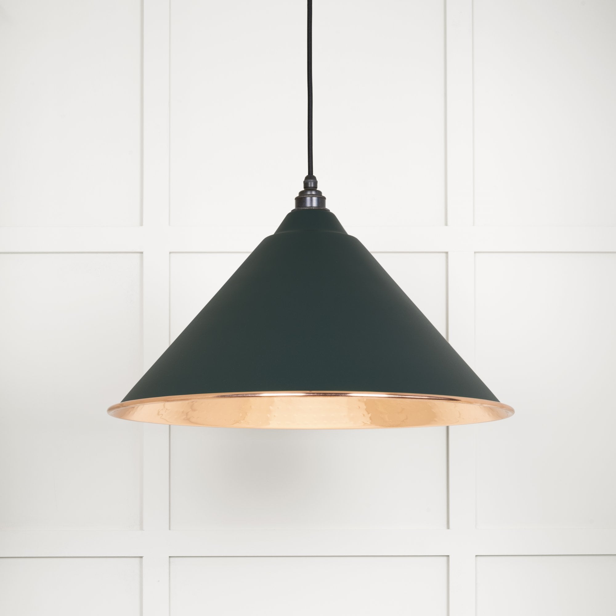 From The Anvil Hammered Copper Hockley Pendant - Dingle (Rich Green)