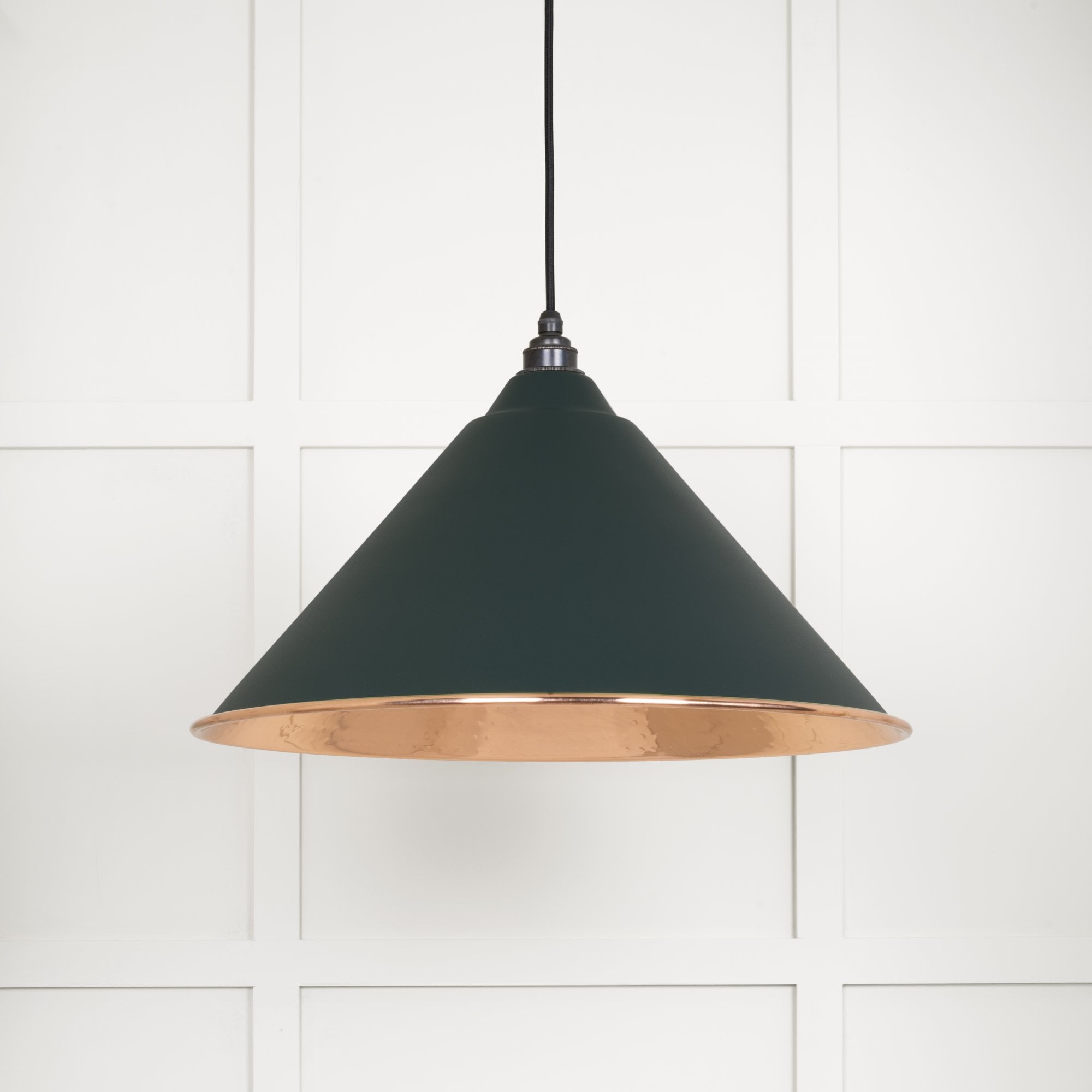 From The Anvil Hammered Copper Hockley Pendant - Dingle (Rich Green)