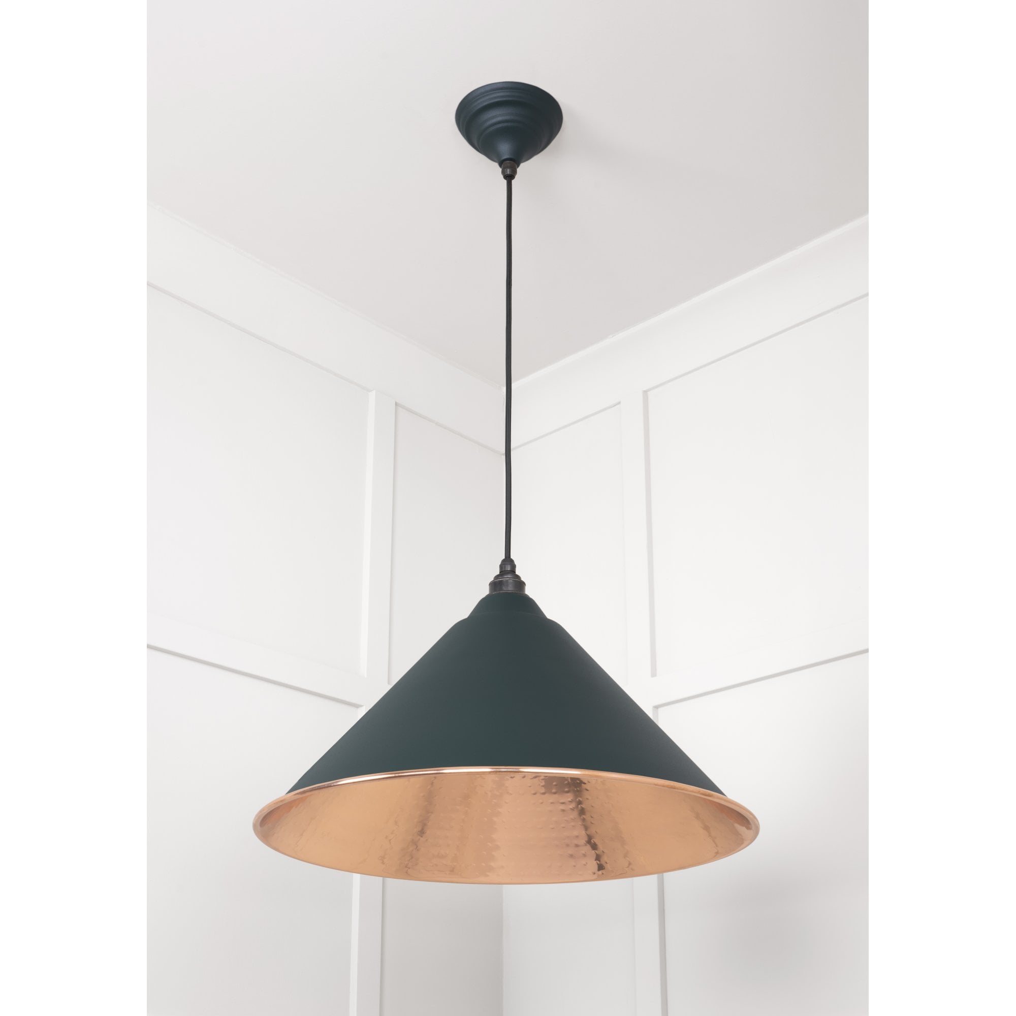From The Anvil Hammered Copper Hockley Pendant - Dingle (Rich Green)