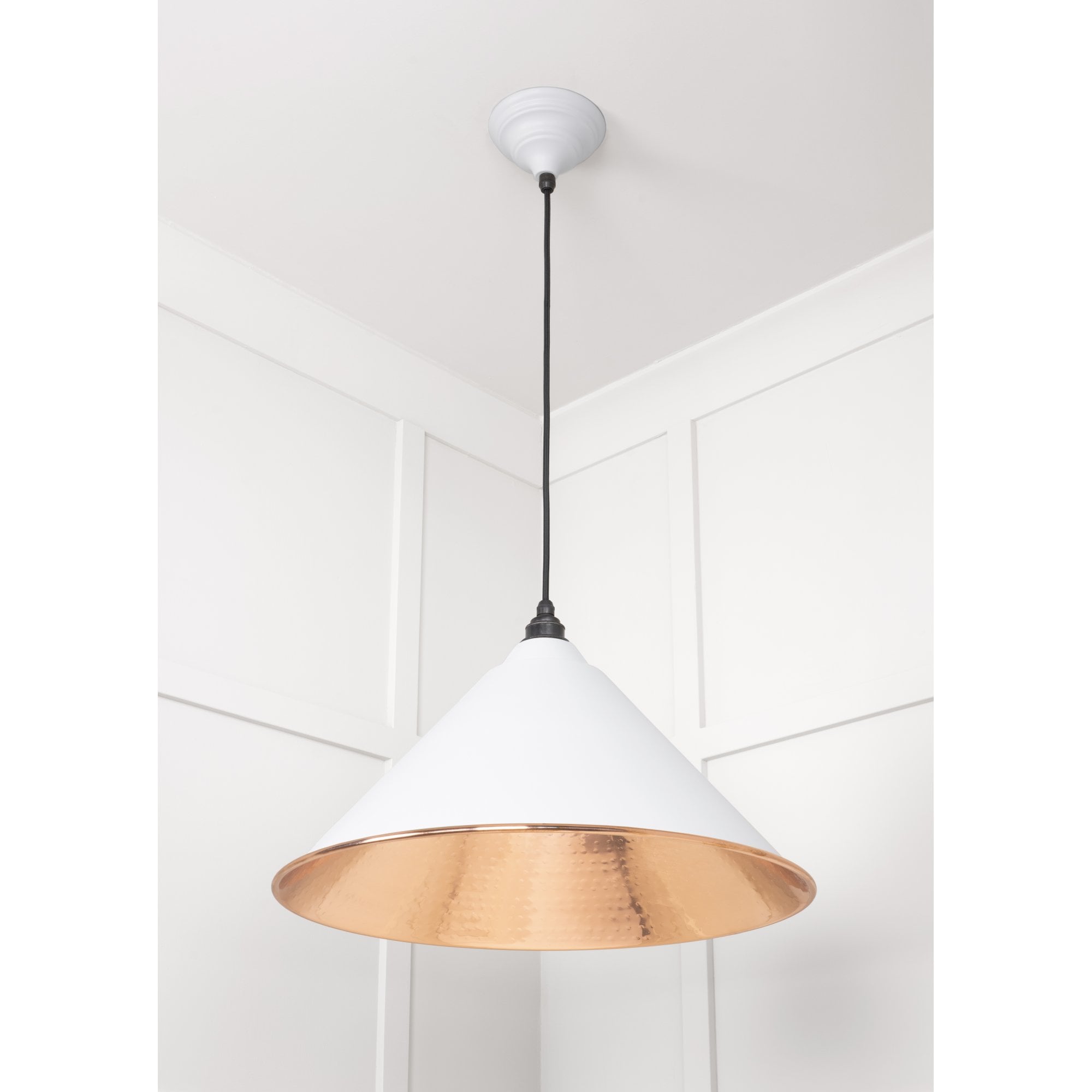 From The Anvil Hammered Copper Hockley Pendant - Flock (Matt White)