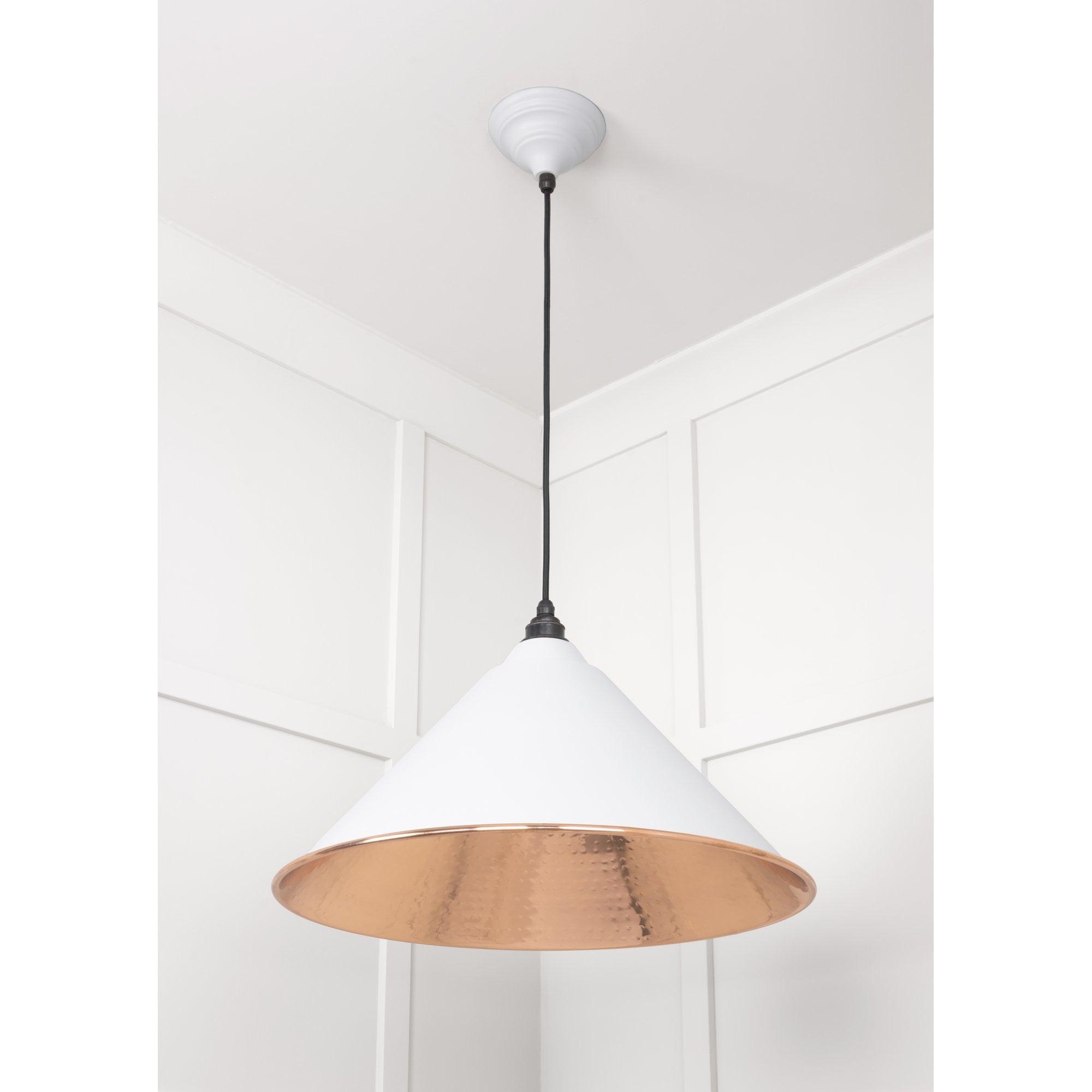From The Anvil Hammered Copper Hockley Pendant - Flock (Matt White)