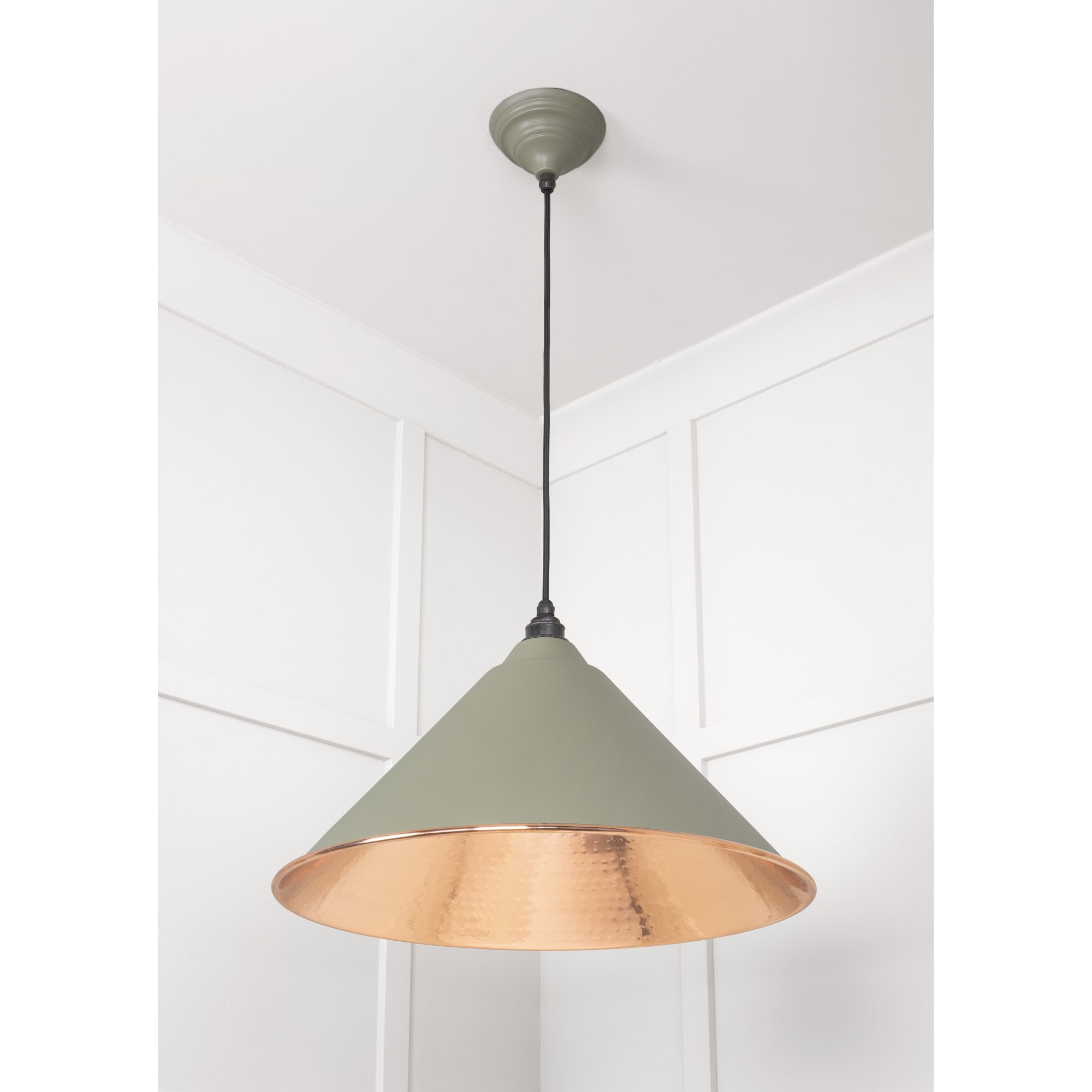 From The Anvil Hammered Copper Hockley Pendant - Tump (Pale Green)