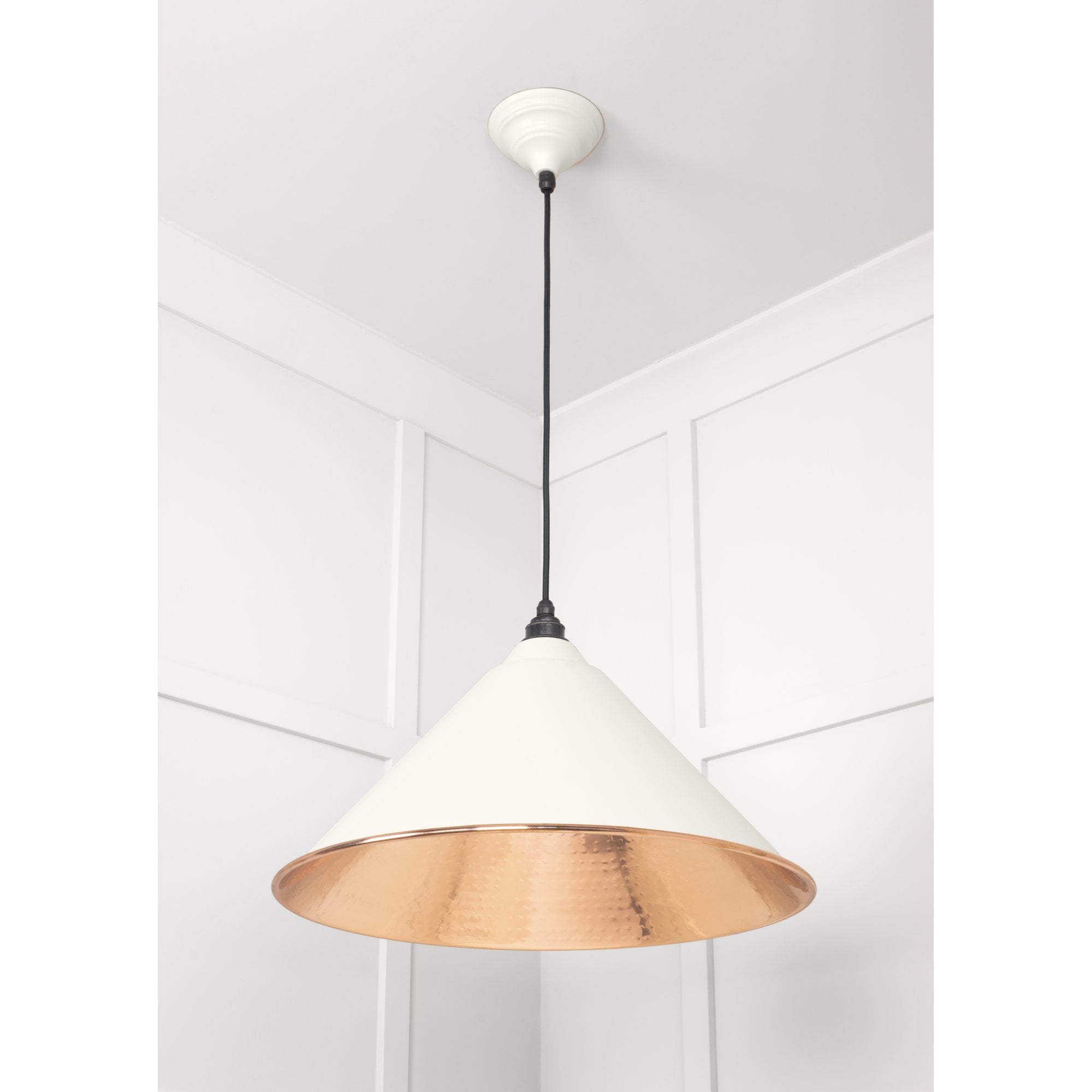 From The Anvil Hammered Copper Hockley Pendant - Teasel (Off White/Cream)