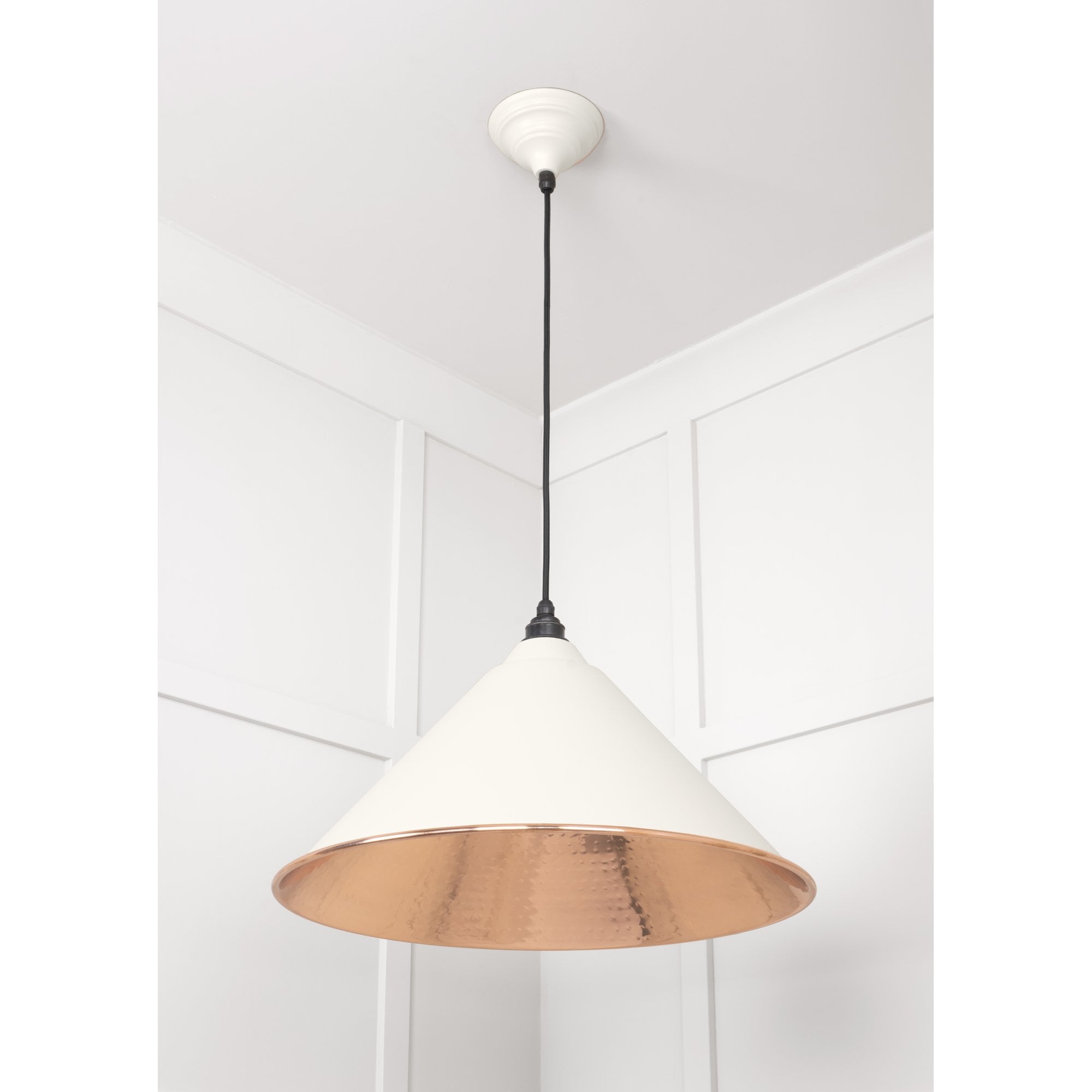 From The Anvil Hammered Copper Hockley Pendant - Teasel (Off White/Cream)