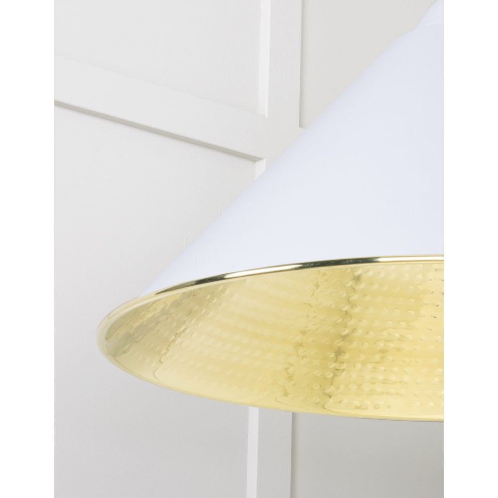 From The Anvil Hammered Brass Hockley Pendant - Birch (Pale Grey)