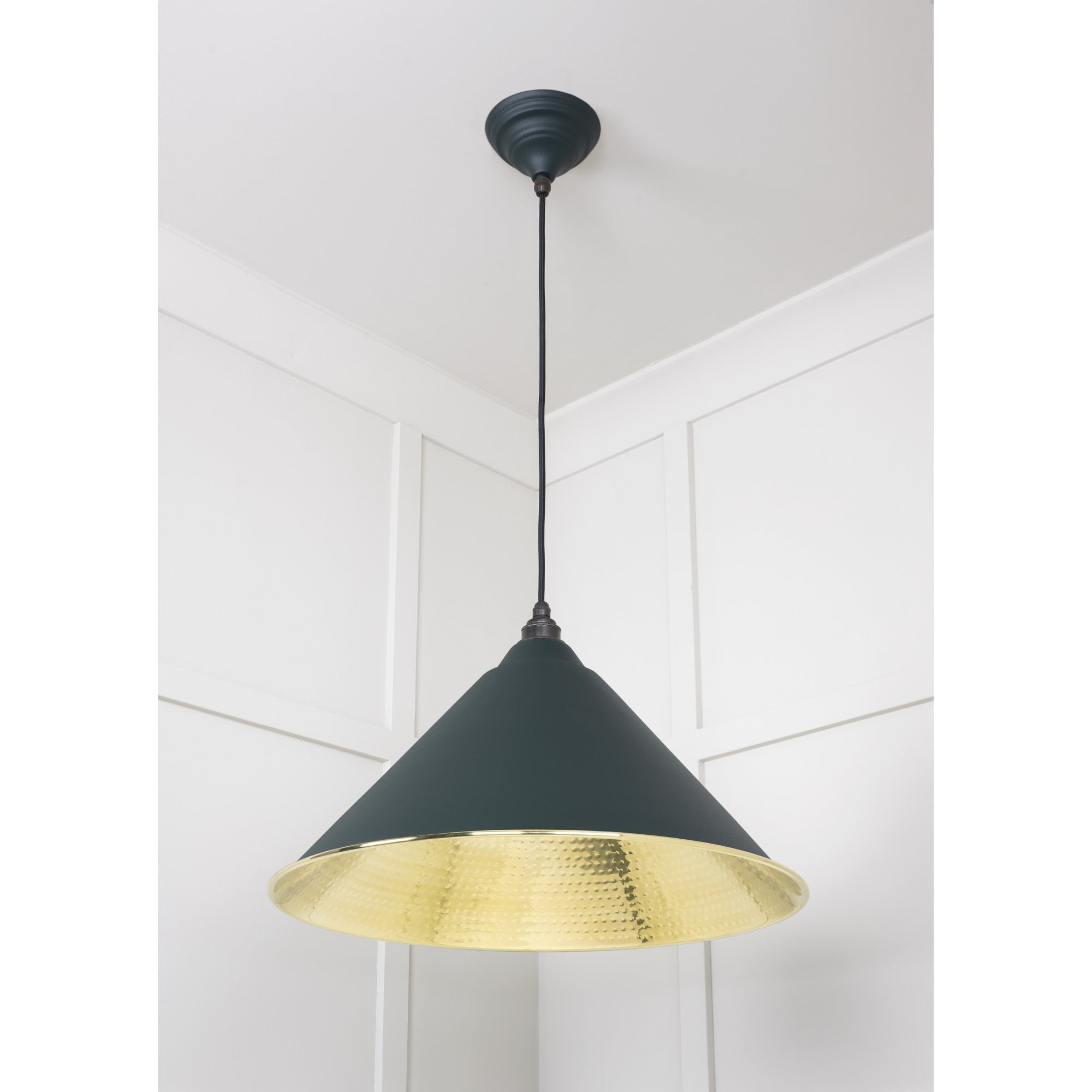 From The Anvil Hammered Brass Hockley Pendant - Dingle (Rich Green)