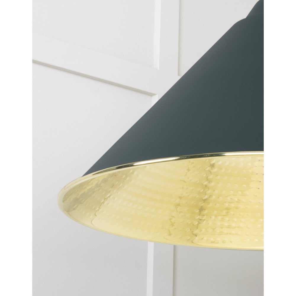 From The Anvil Hammered Brass Hockley Pendant - Dingle (Rich Green)