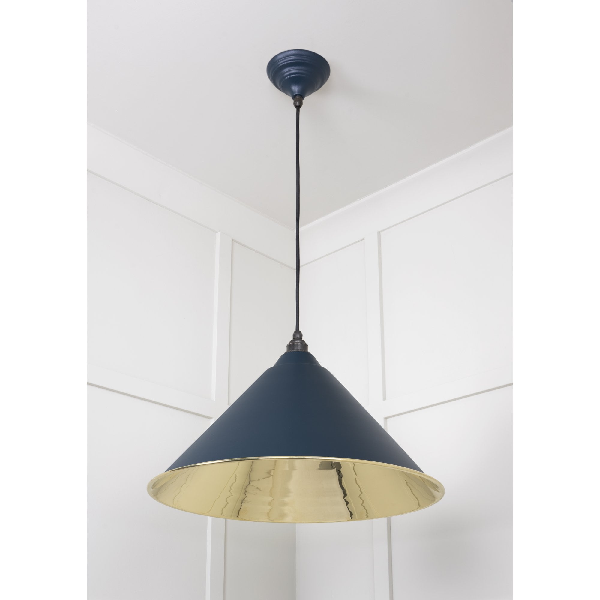 From The Anvil Smooth Brass Hockley Pendant - Dusk (Dark Blue/Grey)