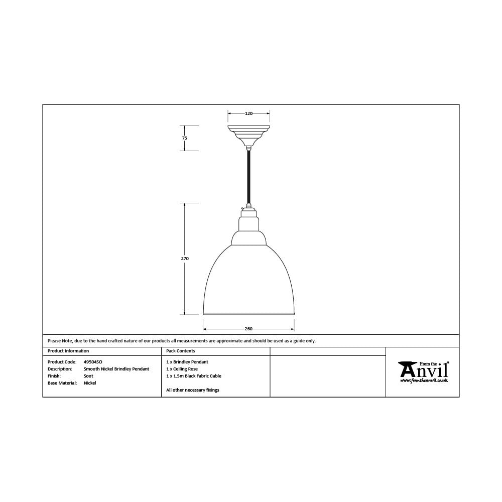 From The Anvil Smooth Nickel Brindley Pendant - Soot (Dark Grey)