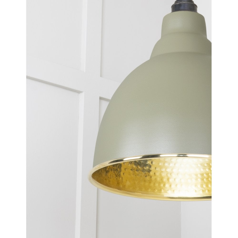 From The Anvil Hammered Brass Brindley Pendant - Tump (Pale Green)