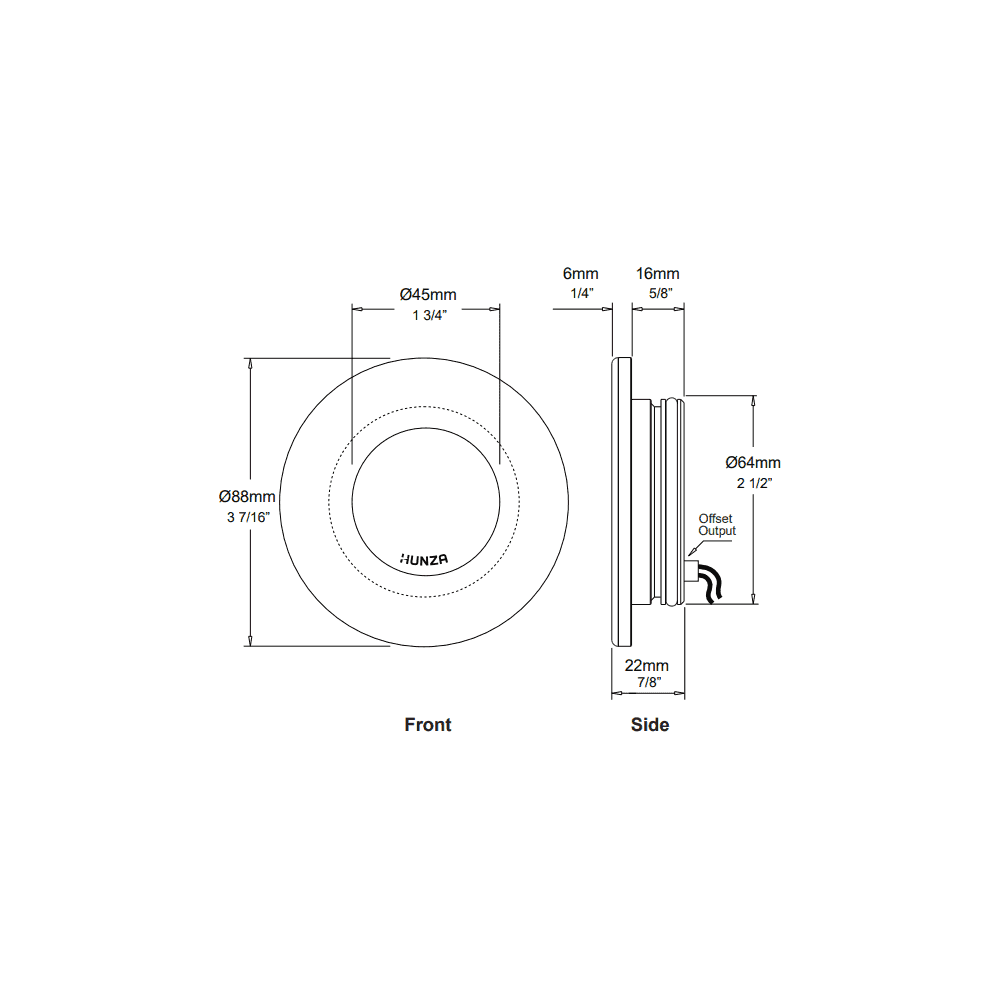 Hunza Pure LED SLIM Recessed Round Light - Copper - Low Voltage