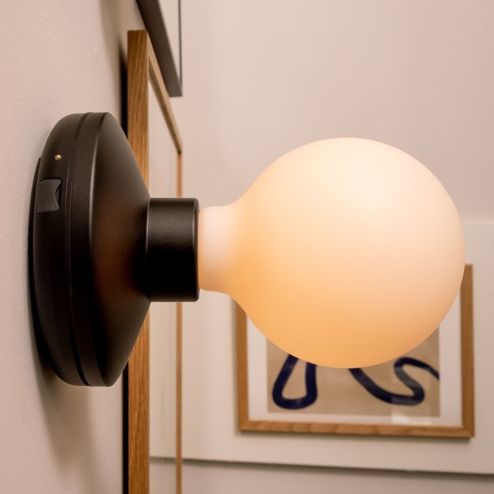 Humble Bee Wall Light - Black & Frosted Bulb
