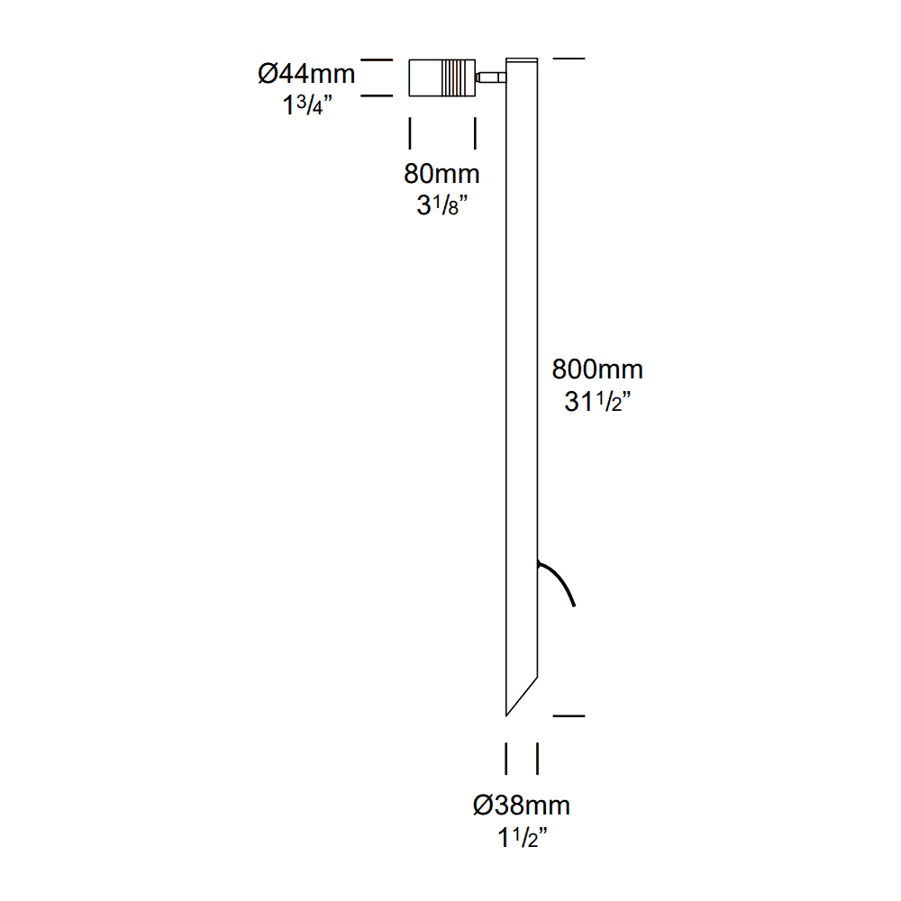 Hunza Pure LED Euro Single Pole Light (Spike Mounted) - Copper - Low Voltage