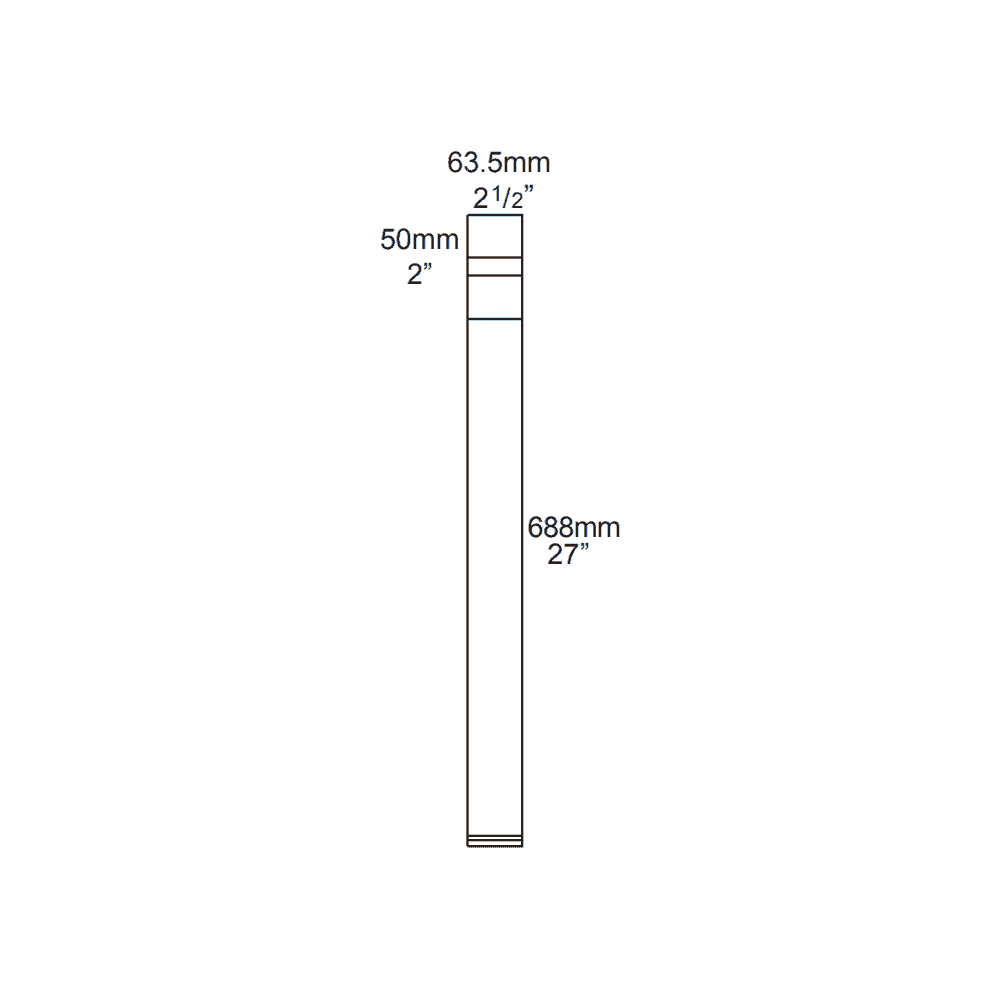 Hunza Pure LED Bollard 700mm (Surface Flange Mounted) Retro - Powder Coat - Mains