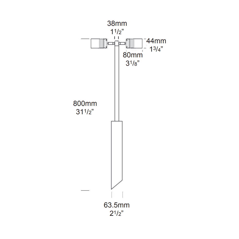 Hunza Pure LED Euro Twin Pole Light Retro - Copper - Mains