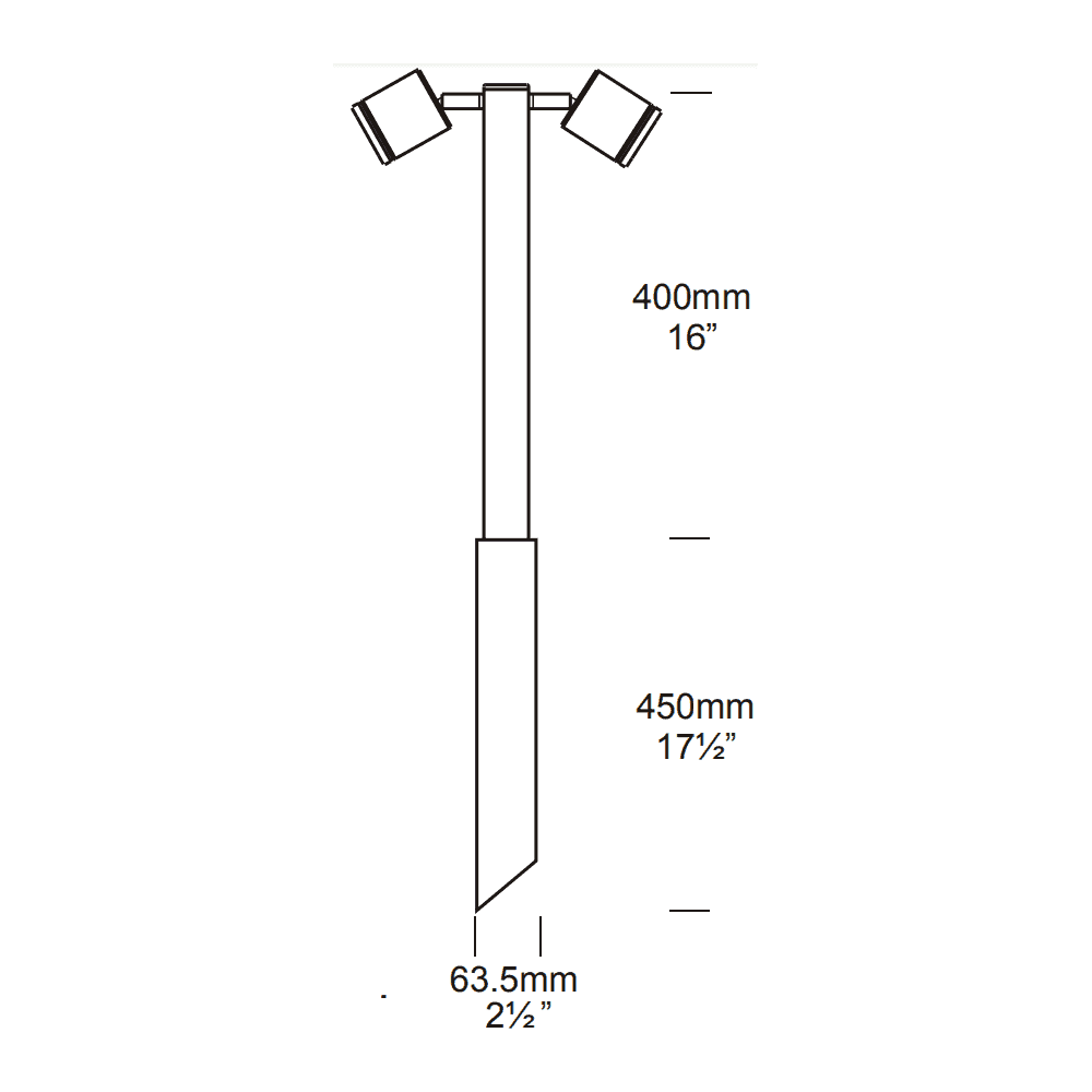 Hunza Pure LED Twin Pole Light Retro - Copper - Mains