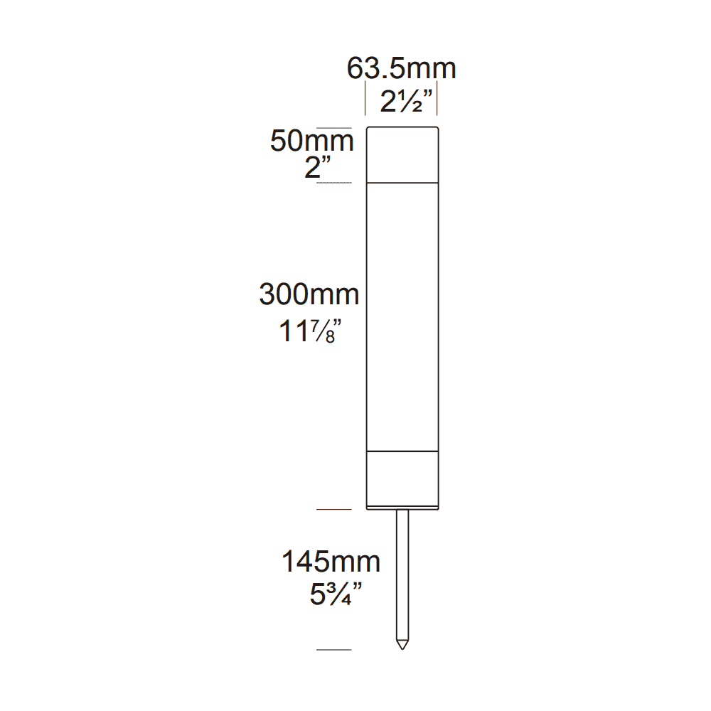 Hunza Bollard 300mm (Spike Mounted) - Powder Coat - Low Voltage