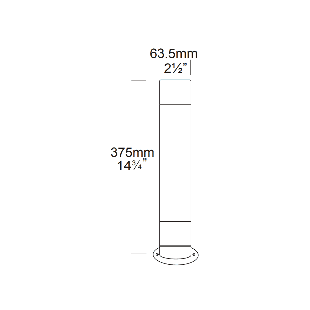 Hunza Bollard 300mm (90mm Flange Mounted) - Powder Coat - Low Voltage
