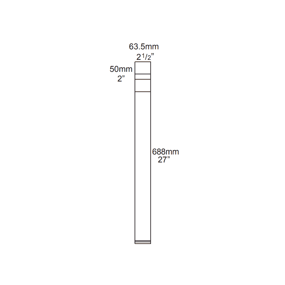 Hunza Bollard 700mm (Surface Flange Mounted) - Powder Coat - Low Voltage