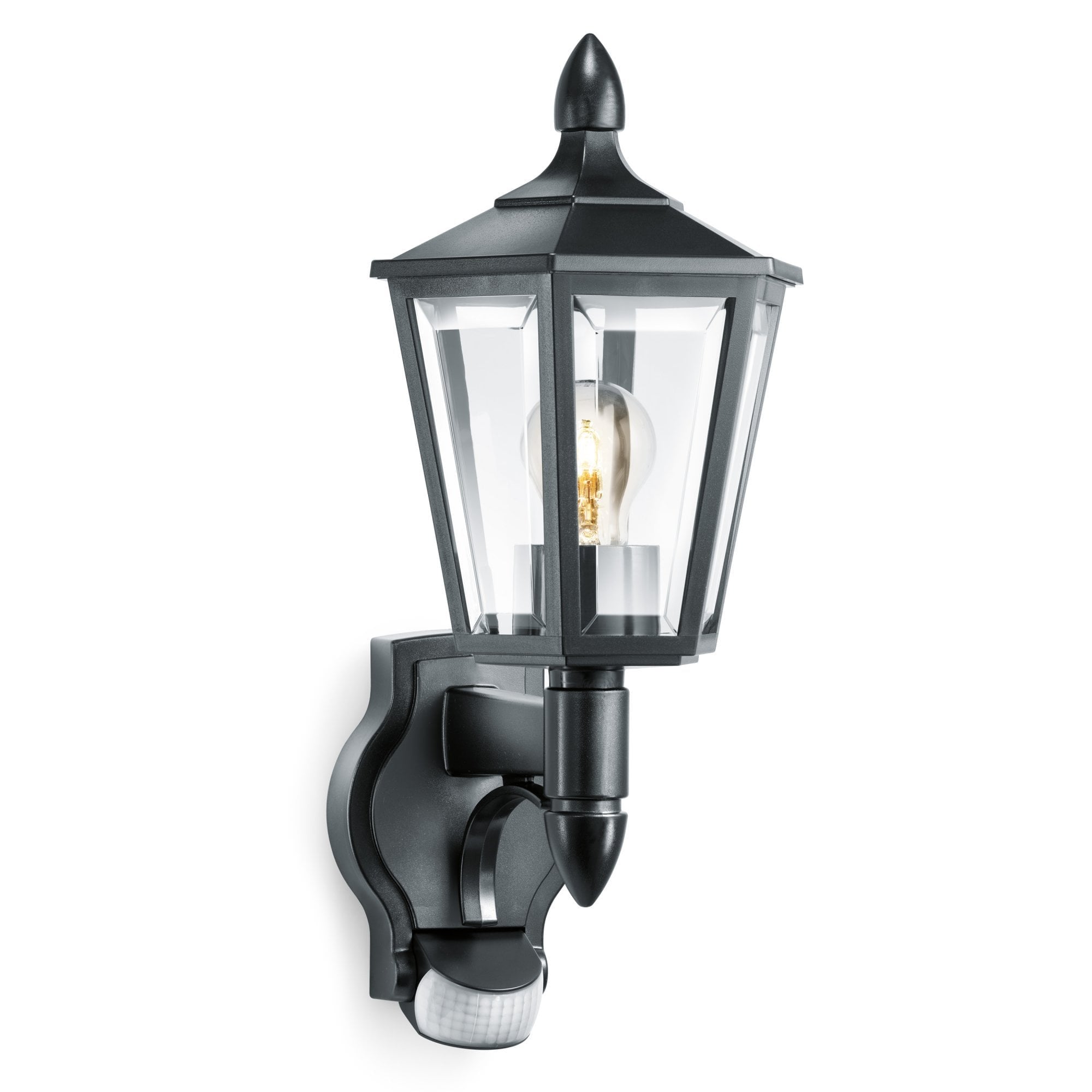 Steinel L 15 Classic Lantern Wall Uplight with 180 degree PIR - Black