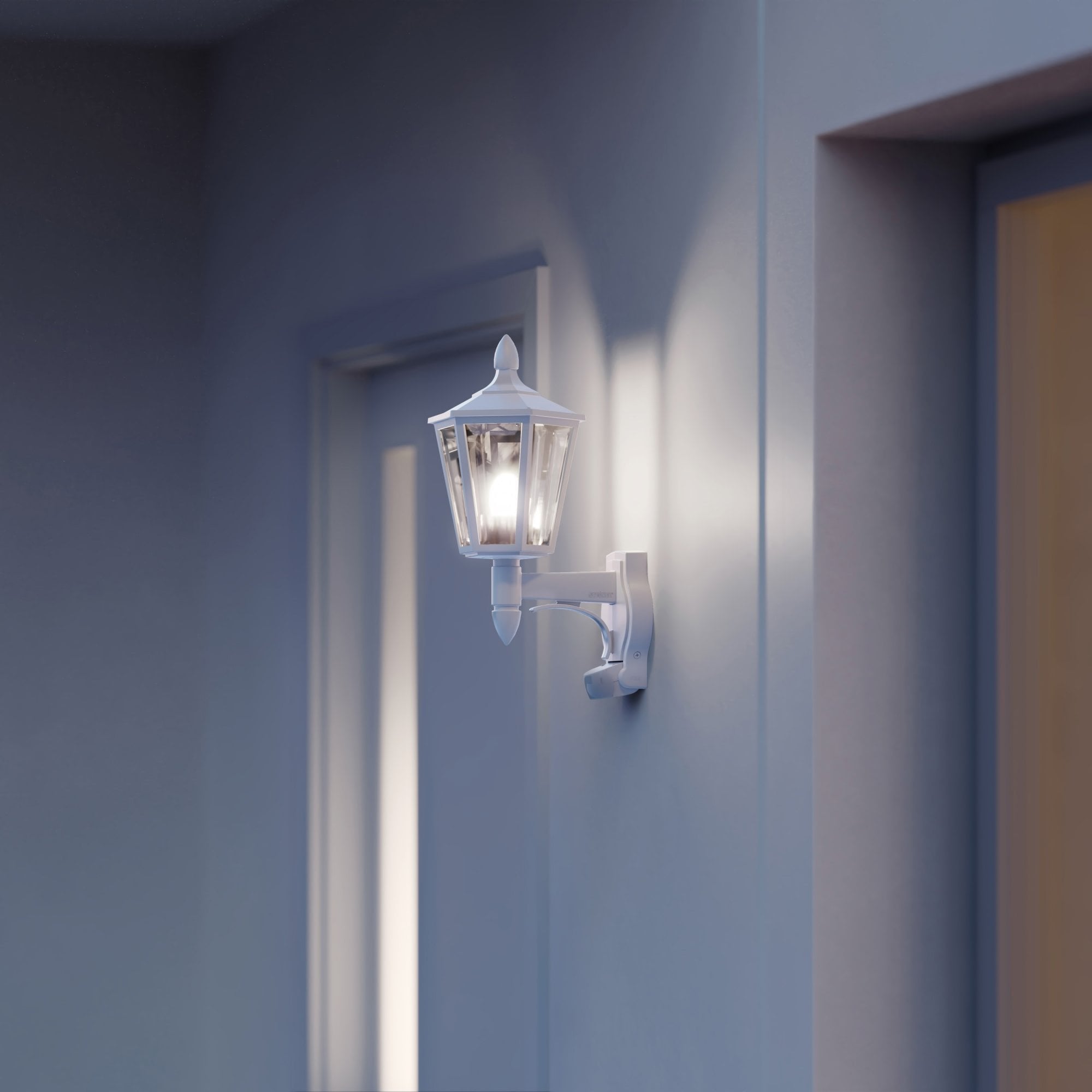 Steinel L 15 Classic Lantern Wall Uplight with 180 degree PIR - White